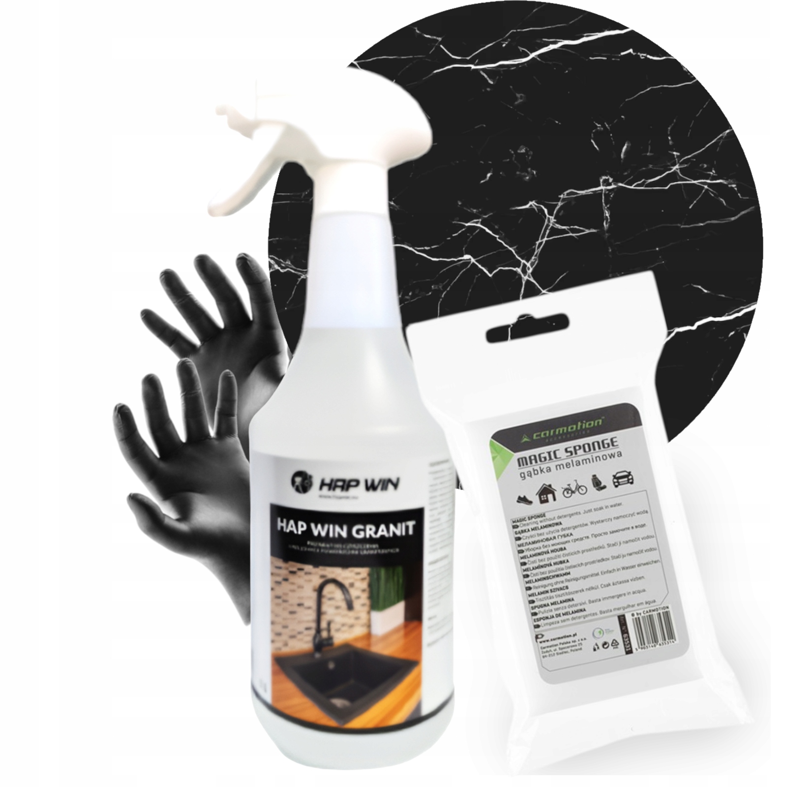 Levně Hap Win Prostředek Na Mytí Žuly Houbička Rukavice