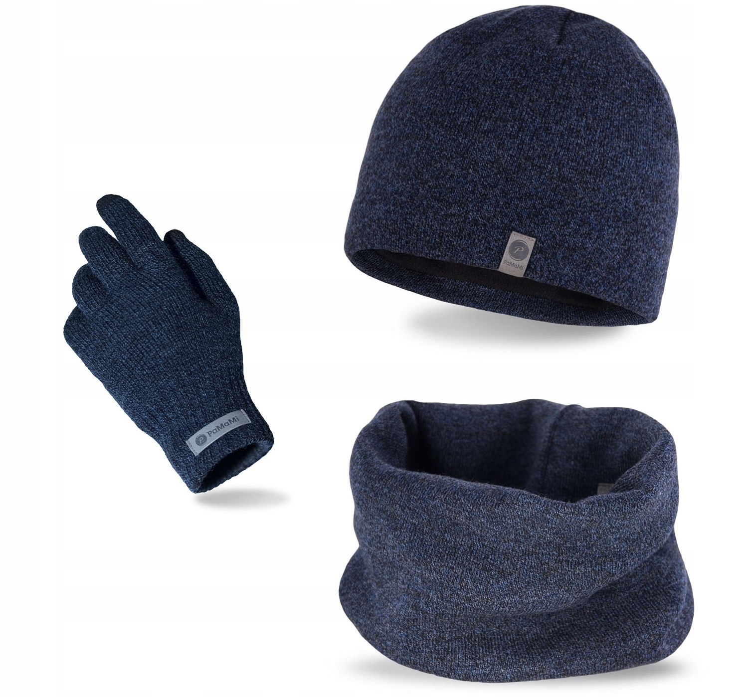 

Komplet czapka komin rękawiczki dotykowe Granatowy