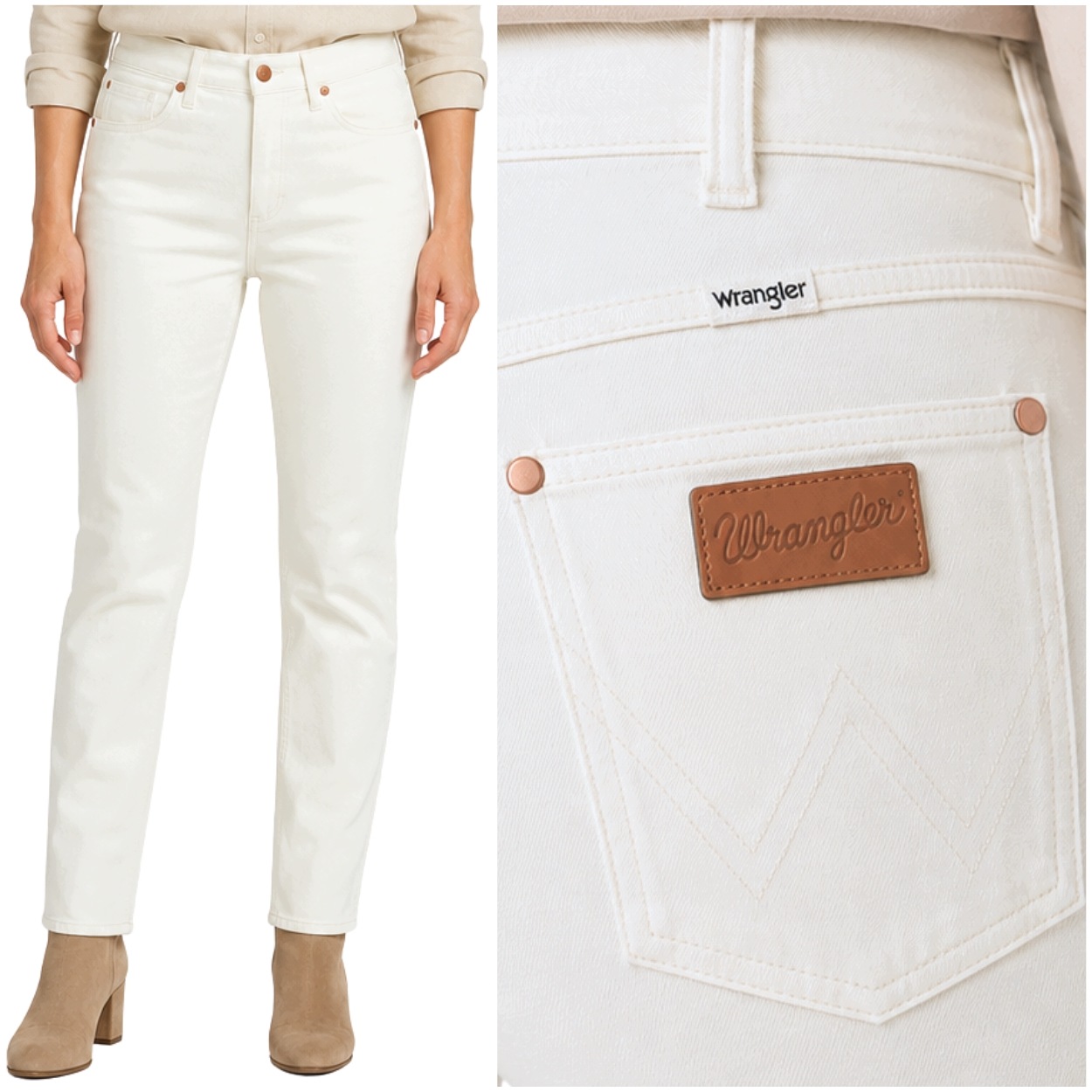 Wrangler Sienna Worn White bílé dámské džínové kalhoty úzké nohavice 7/8 W26 L32