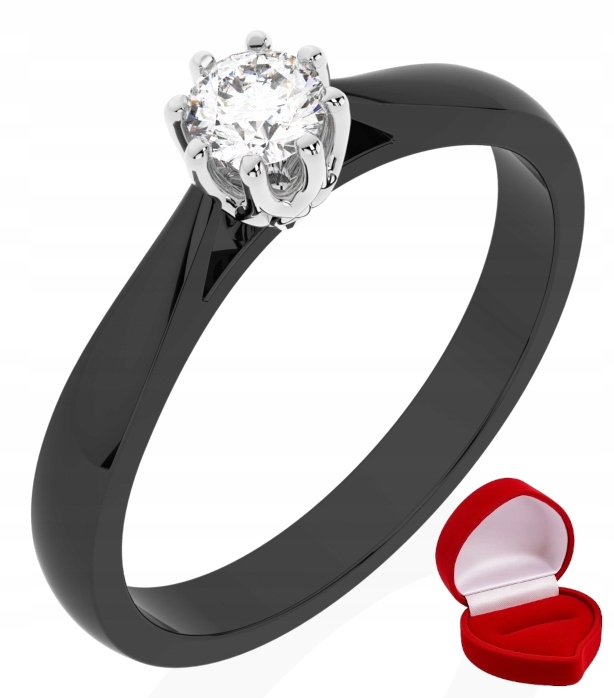 Prstýnek Matilde, černé zlato, diamant lab. 0,24 ct R20