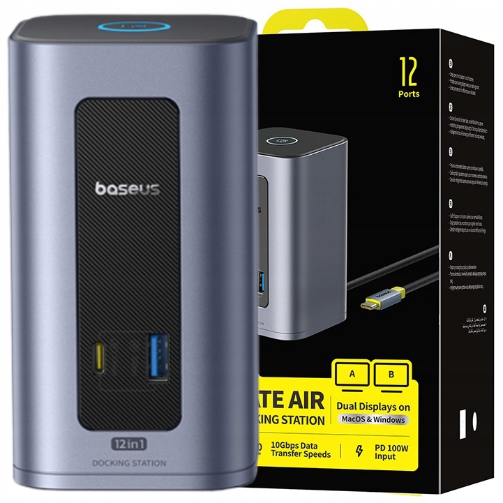 Baseus Dokovacia Stanica Usb-c 12V1 Dual Display 4K 60 Hz Pd 100W Lan 1GB/S