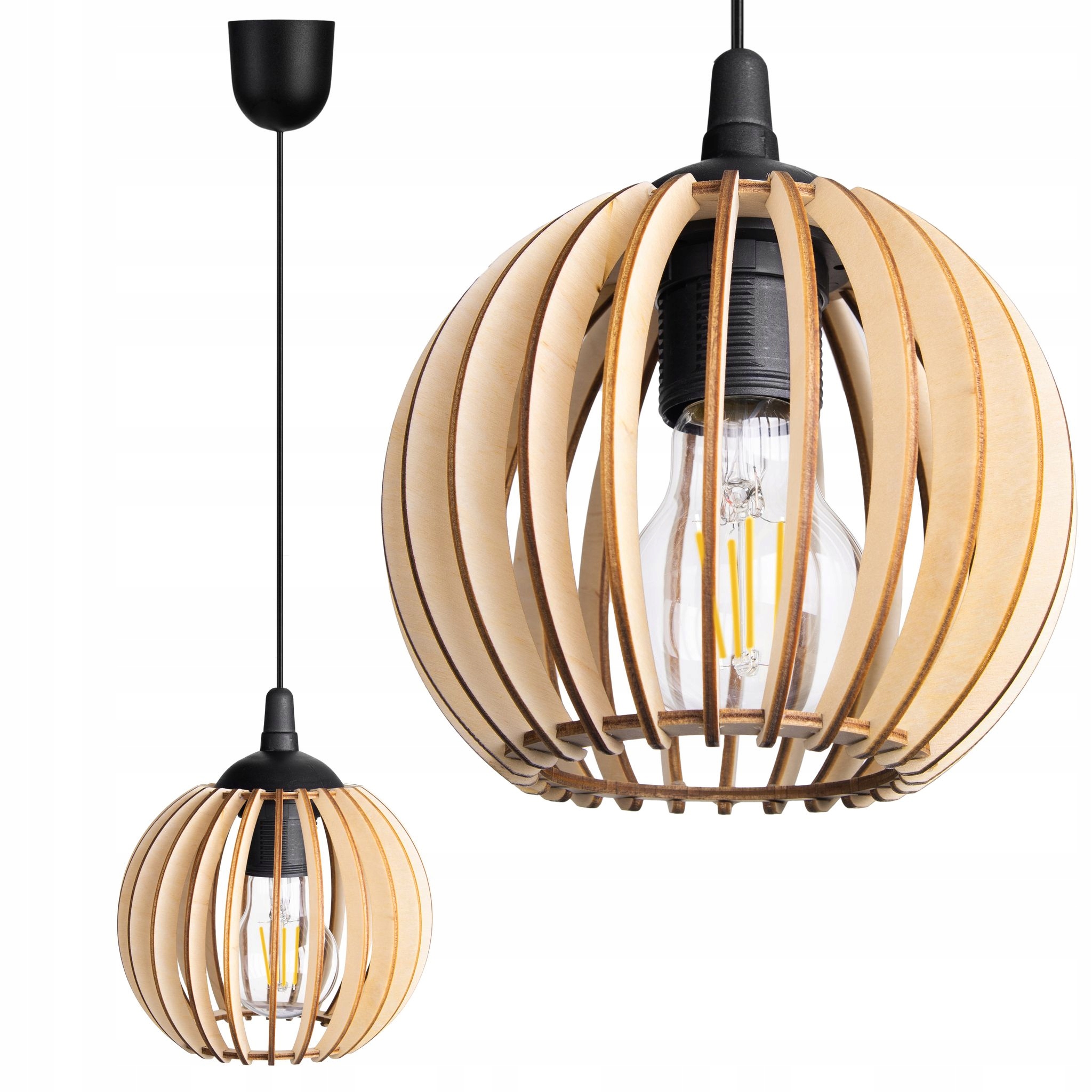 

Lampa Wisząca sufitowa Drewniana 1xE27 Kula Boho