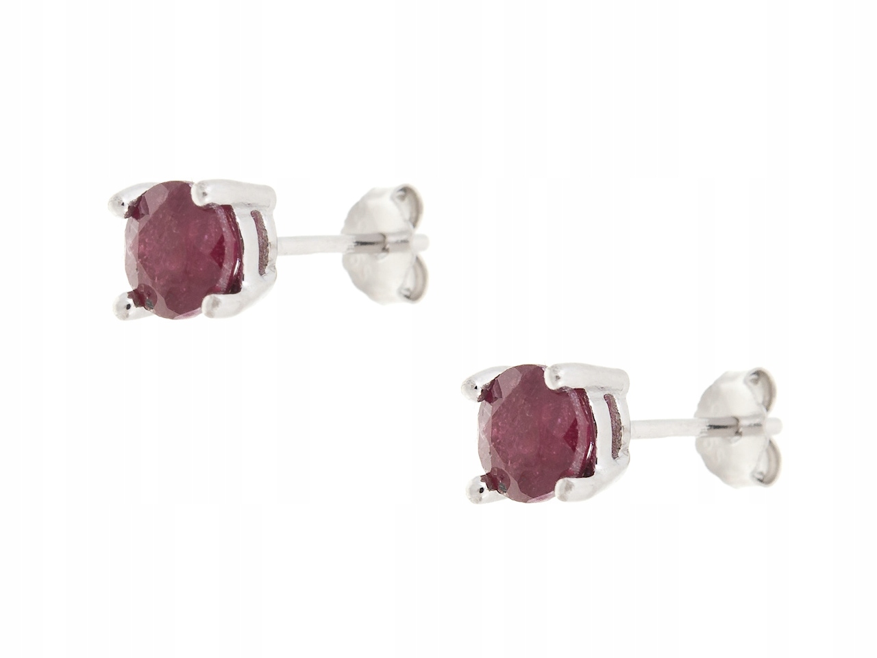 Srebrne Kolczyki Rodowane Rubin Naturalny 5MM