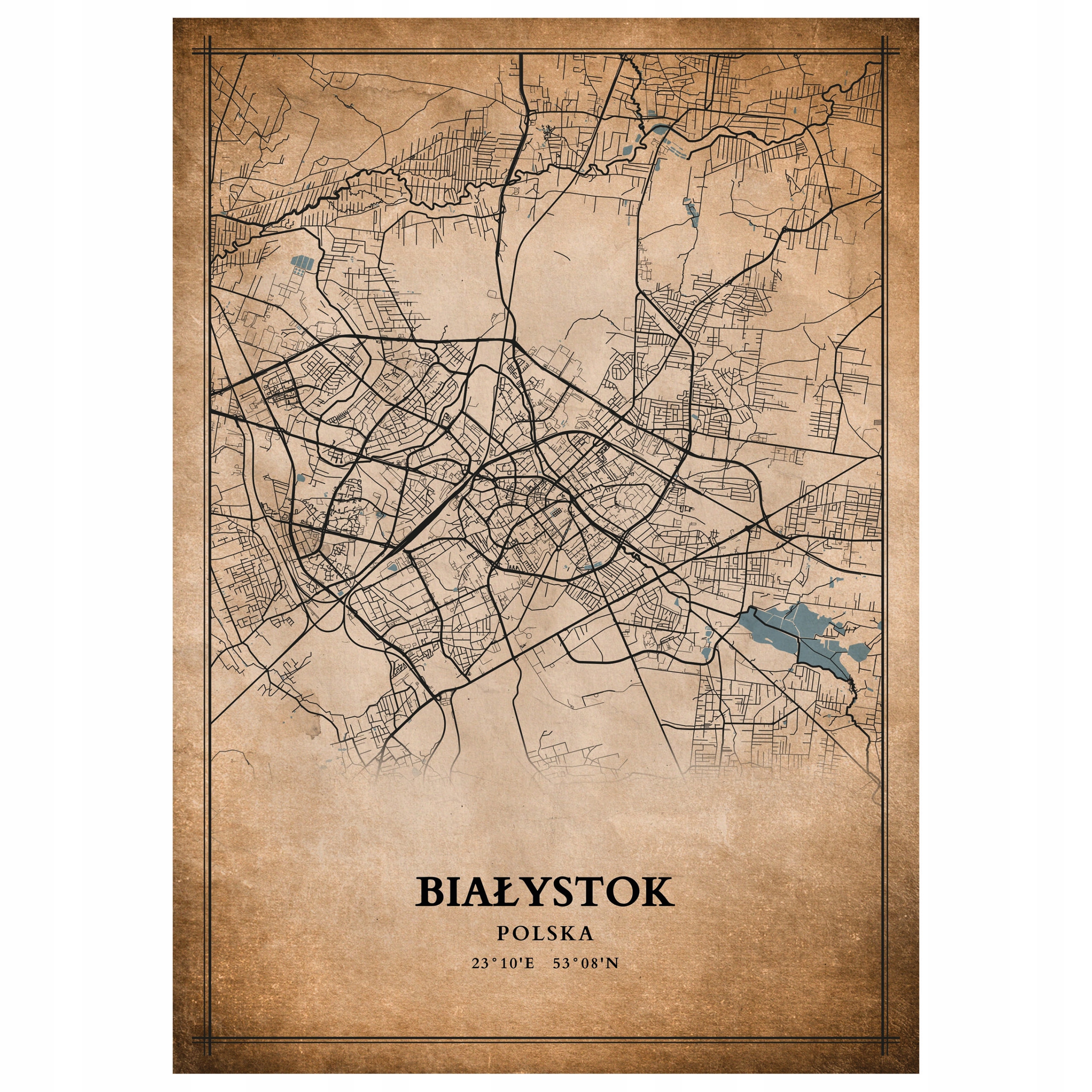 

Plakat Mapa miasta vintage Białystok 70x50cm