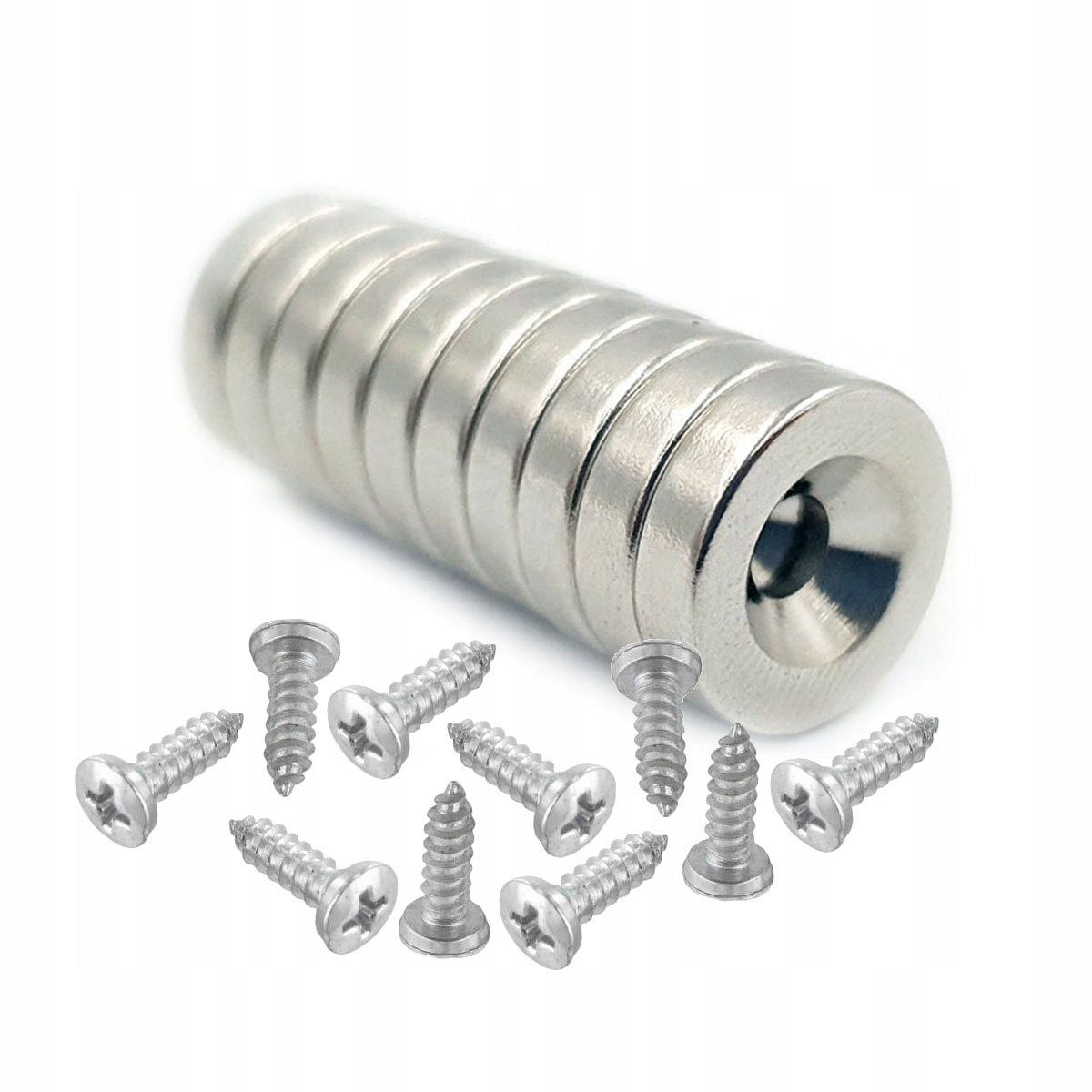 

Zestaw: 10szt Magnes 12x3 mm otw.7/3,5 Pod Wkręt