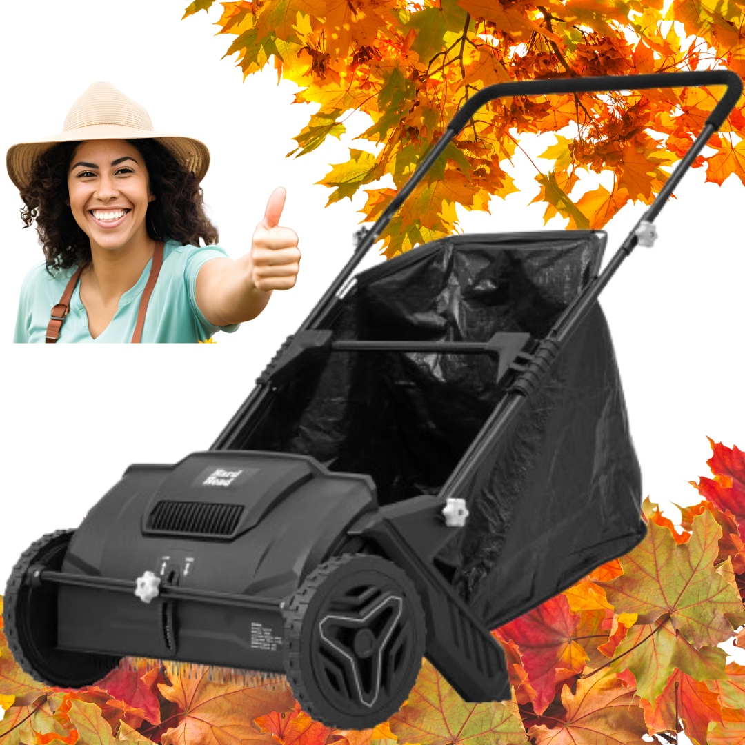 Zbieracz Zamiatarka Grabie Do Liści Trawy Mchu Ręczny Ze Szczotką Kosz 100L
