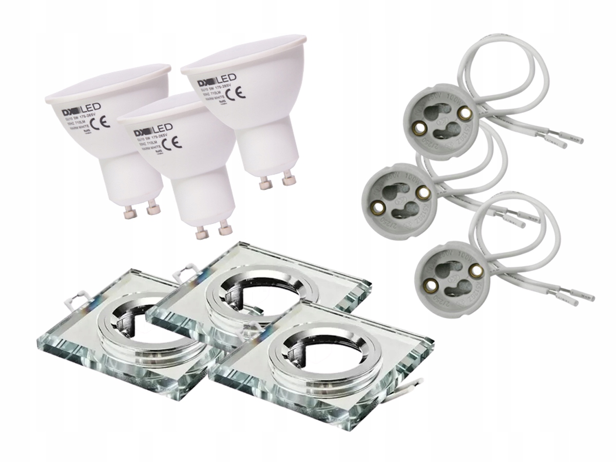 

Zestaw 3x Oprawa szklana halogen żarówka GU10