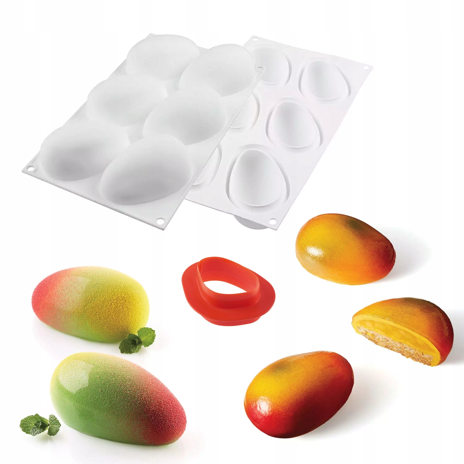 Silikonová forma Mango na 3D monoporci dezertů, vykrajovátko ovoce Silikomart