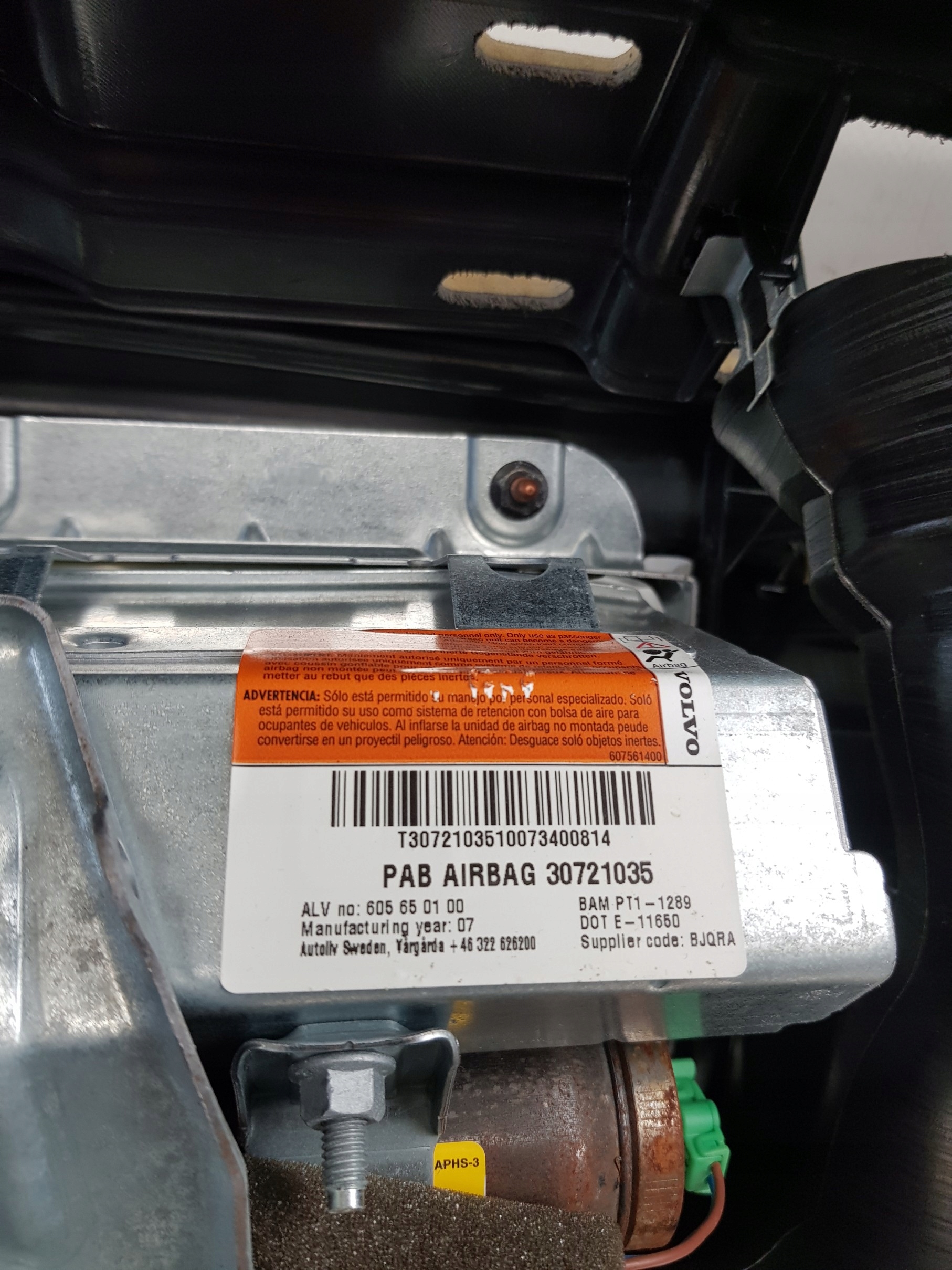 dashboard instrument panel cockpit airbag airbag + key VOLVO S80 II 07R