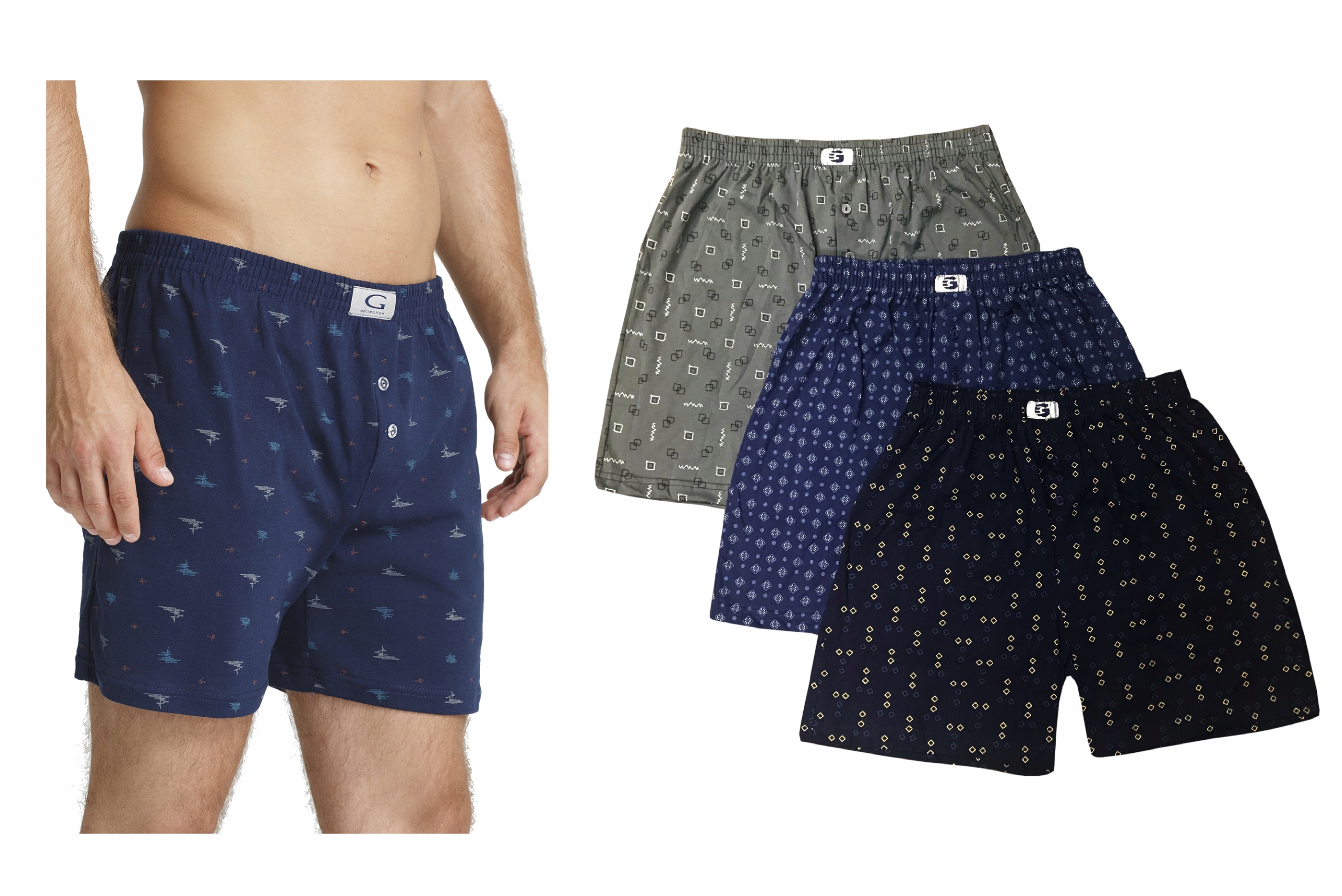 

3 x Luźne bokserki Polskie 3XL XXXL ciemne wzory