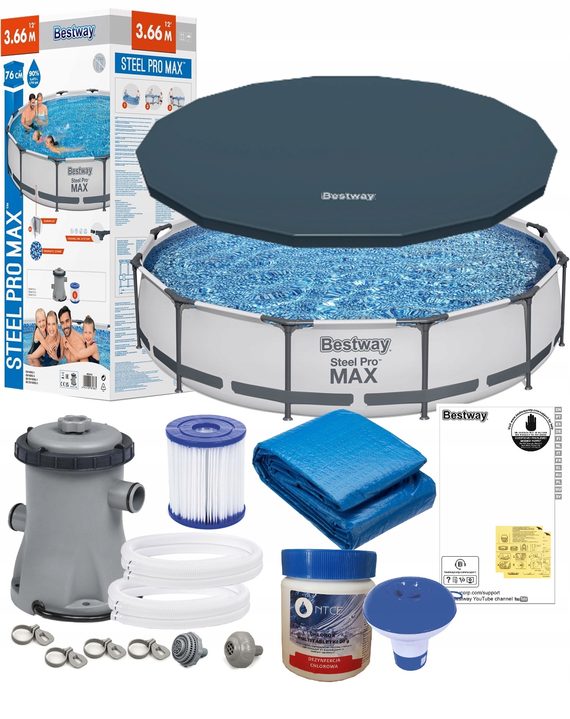 

Bestway 56416 Basen Stelażowy 366x76cm 12w1