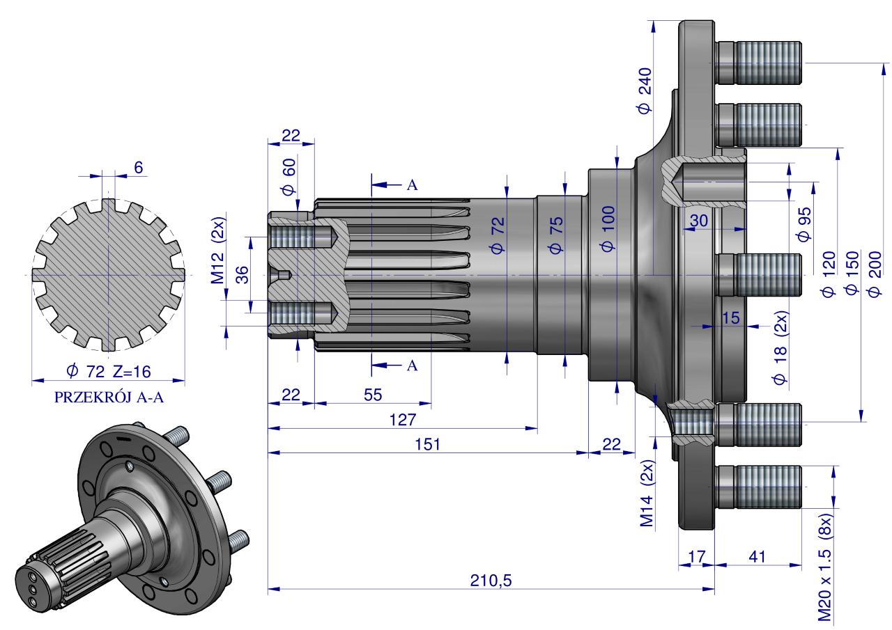 Wał koła tylnego C-330 ORYGINAŁ URSUS Producent części Ursus