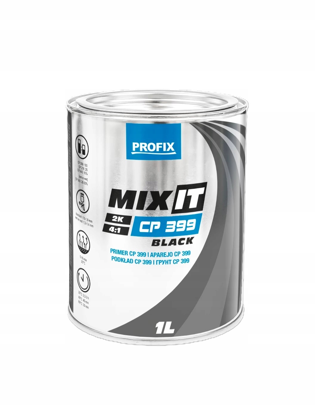 Profix Cp 399 MIX It 2K Hs 4:1 Podkład akrylowy Czarny 1L+utwardzacz CP285