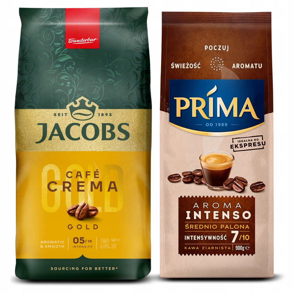 Kawa ziarnista Jacobs Crema Gold 1kg, Prima Aroma Intenso 900g