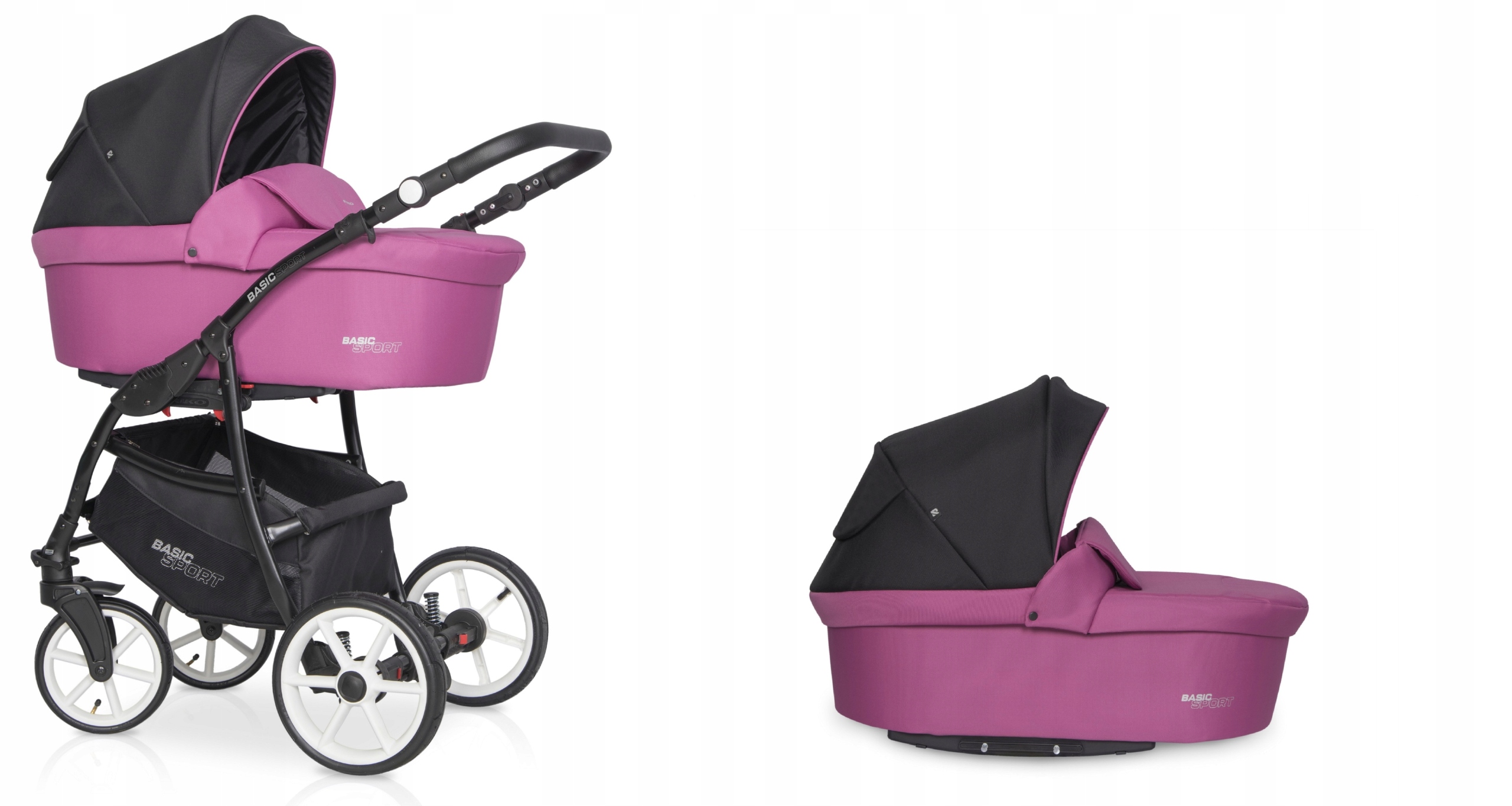 WÓZEK 2w1 GONDOLA SPACER Riko BASIC SPORT MAGENTA Rodzaj kół Pompowane