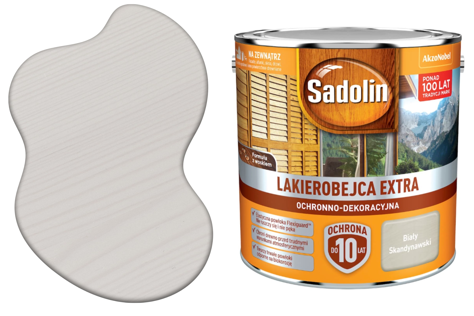 Sadolin Extra lakierobejca Dekoracyjna Bialy Skandynawski 2,5L