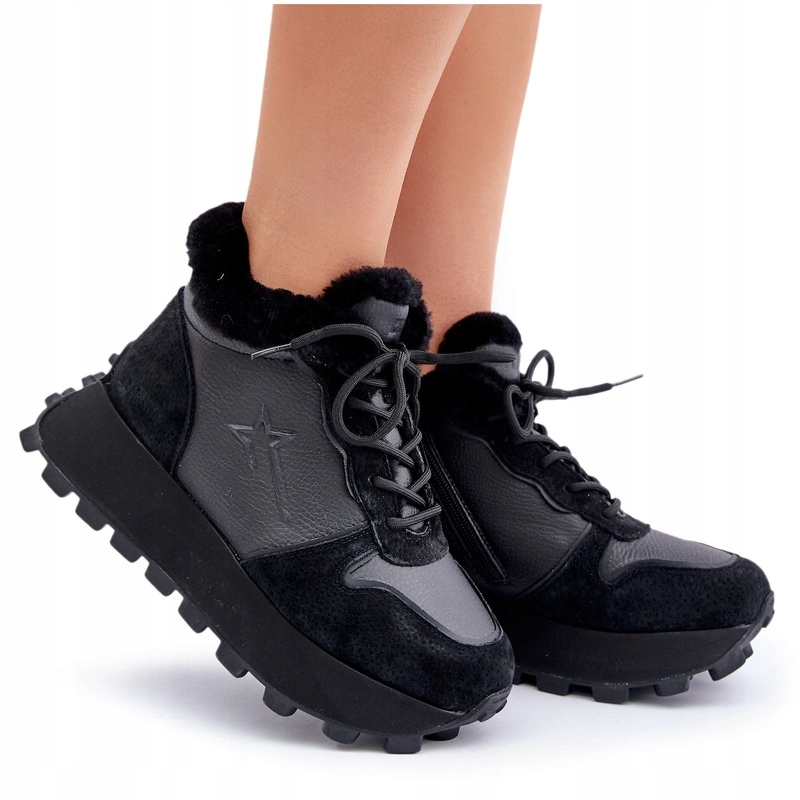 Kožené Tenisky Na Platformě Big Star OO274A329 Černé 39