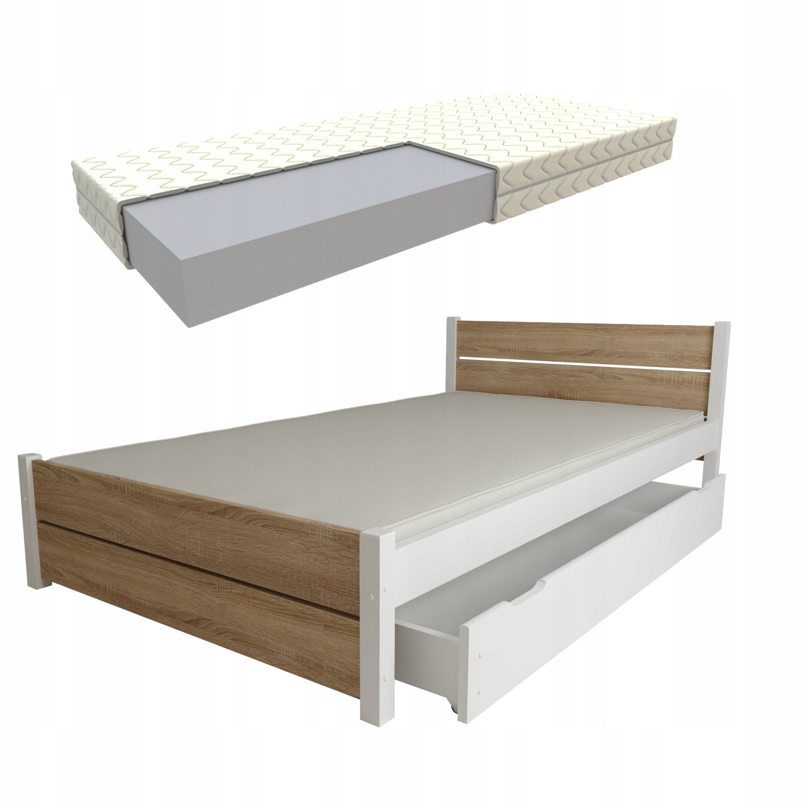 Lůžko Laura 100x200 Dub Sonoma Se Zásuvkou A Pěnovou Matrací Rošt