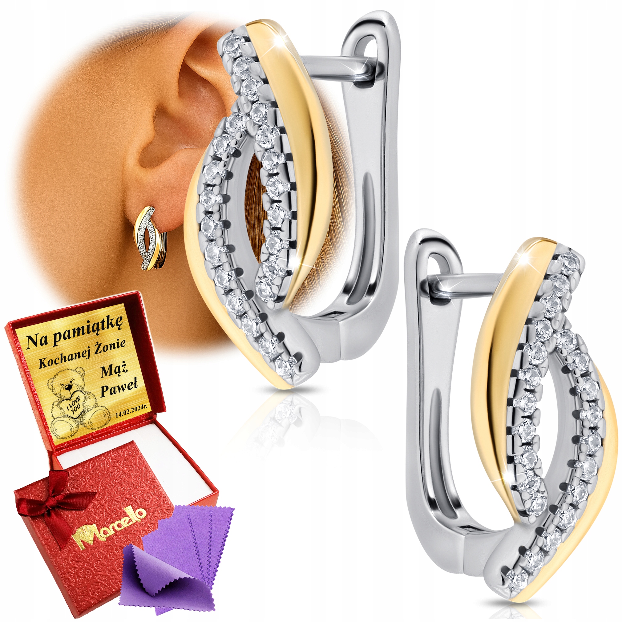 Srebrne Kolczyki Angielskie Zapięcie Srebro 925 Dla Kobiety