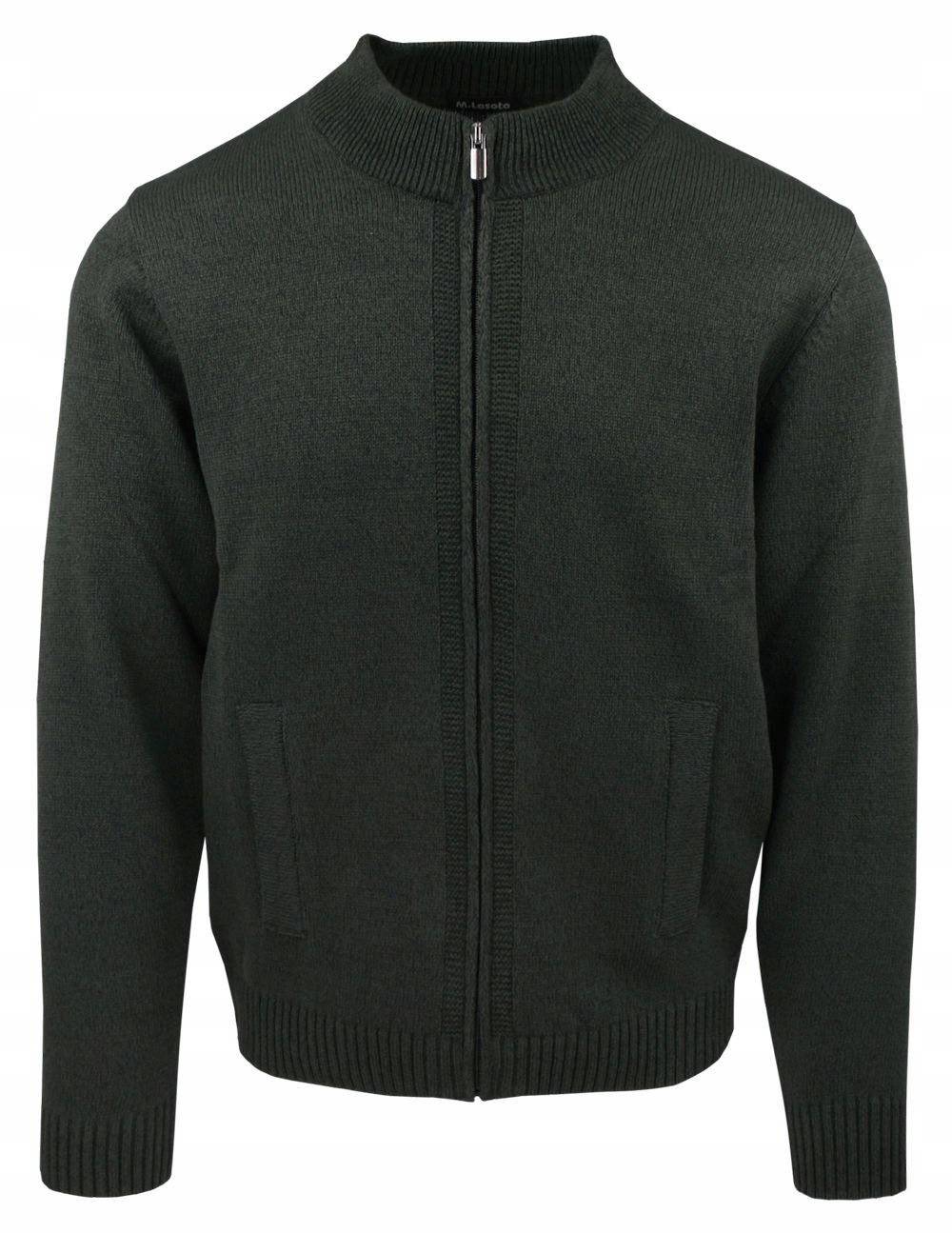 Rozpínací svetr na zip Lasota Olivový, s kapsami XL