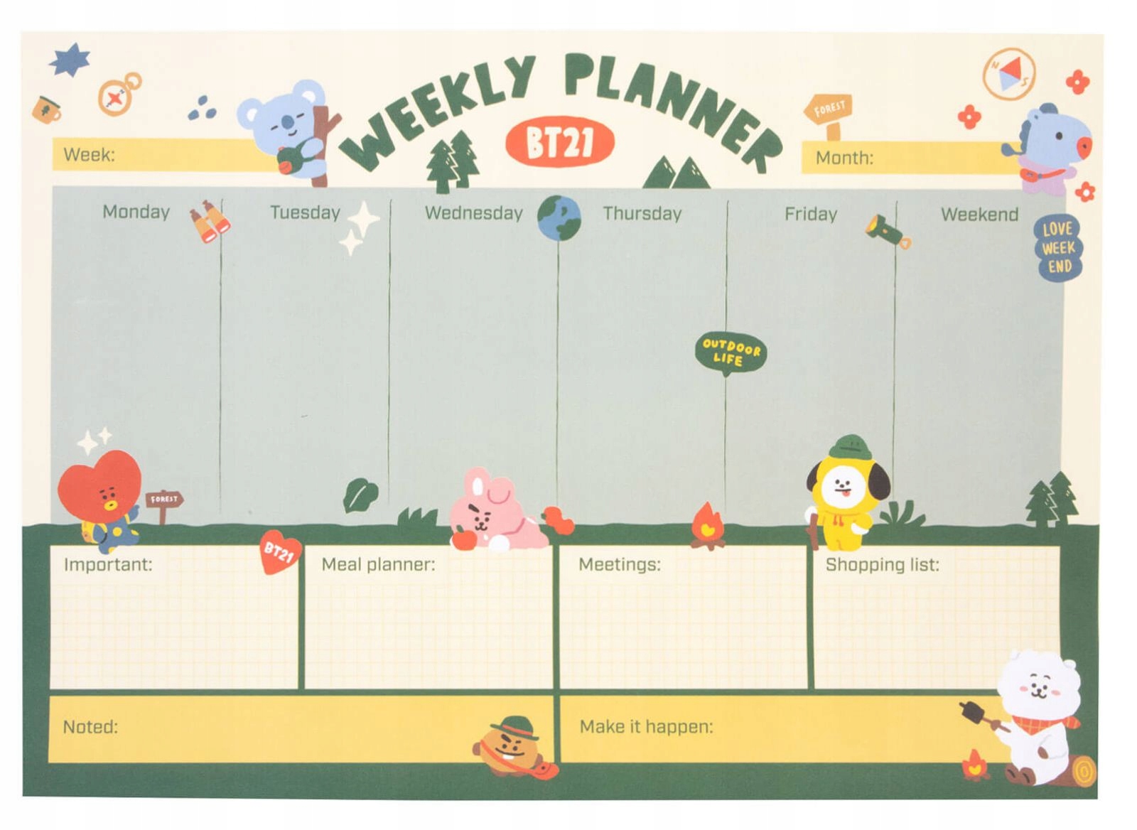

Markowy plan lekcji planer tygodniowy BT21