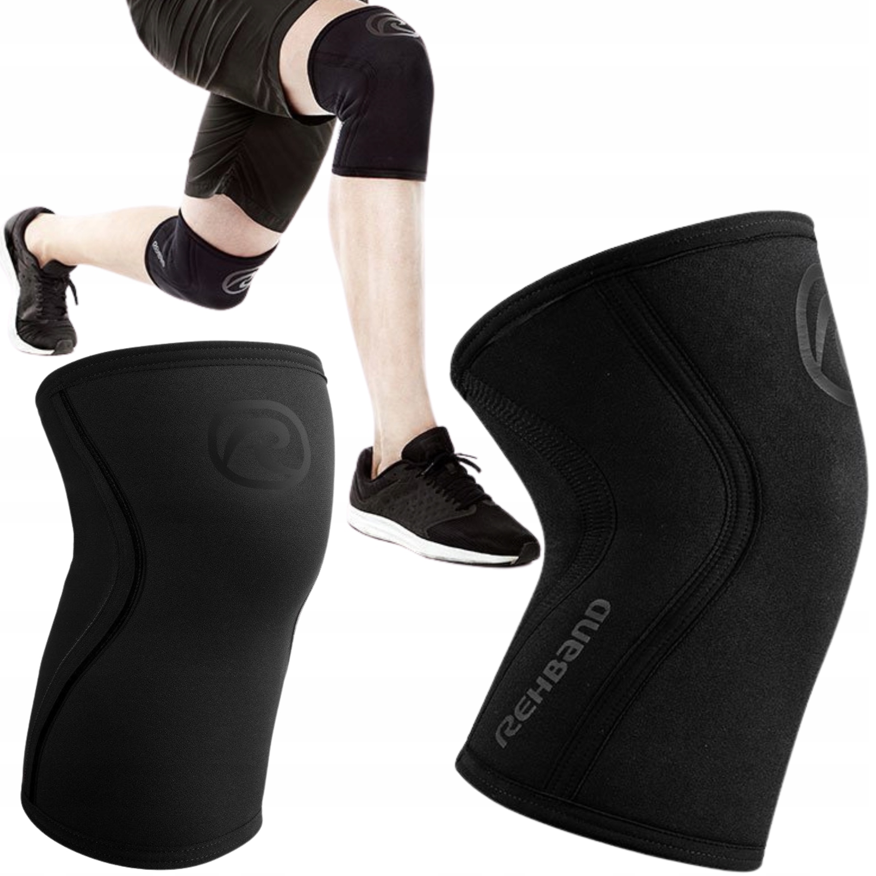 Neoprenowy stabilizator na kolano Rehband Carbon Zestaw 2 szt. 5 mm M