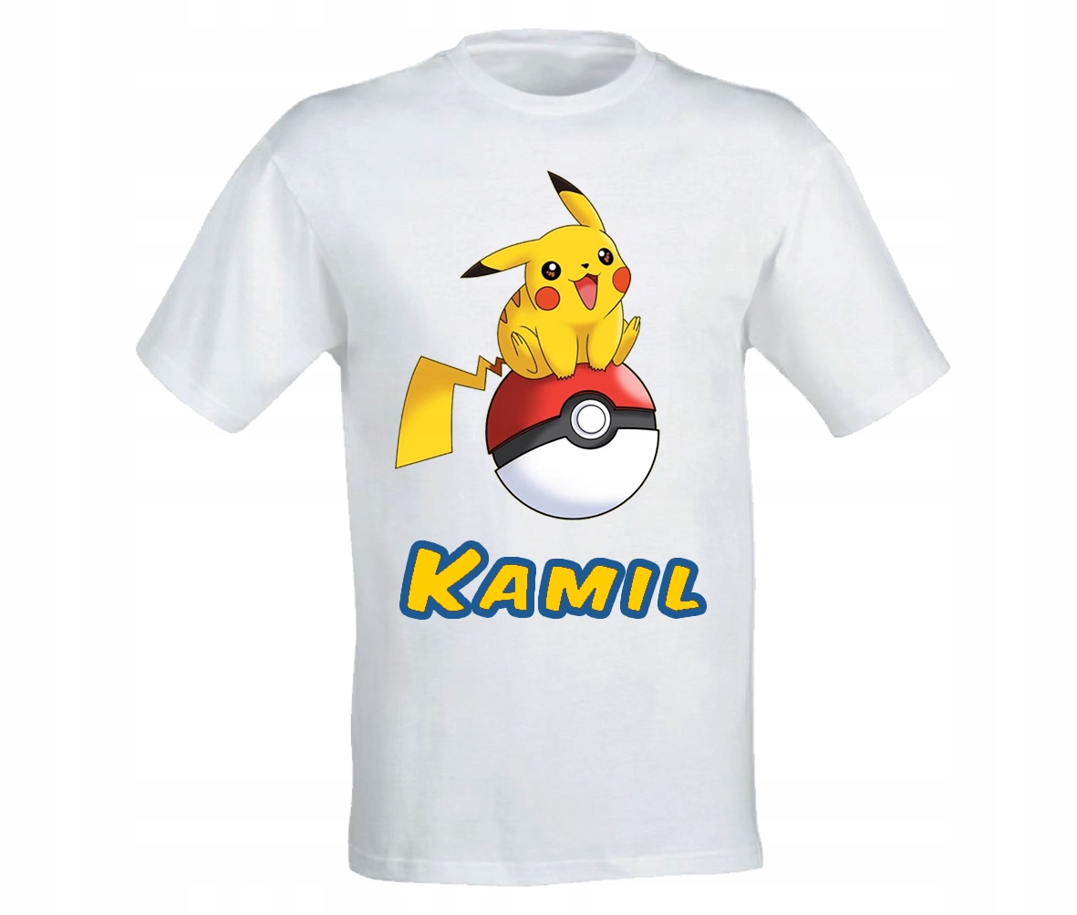 

Koszulka T-shirt Pokemon Pikachu Nadruk Imię 128