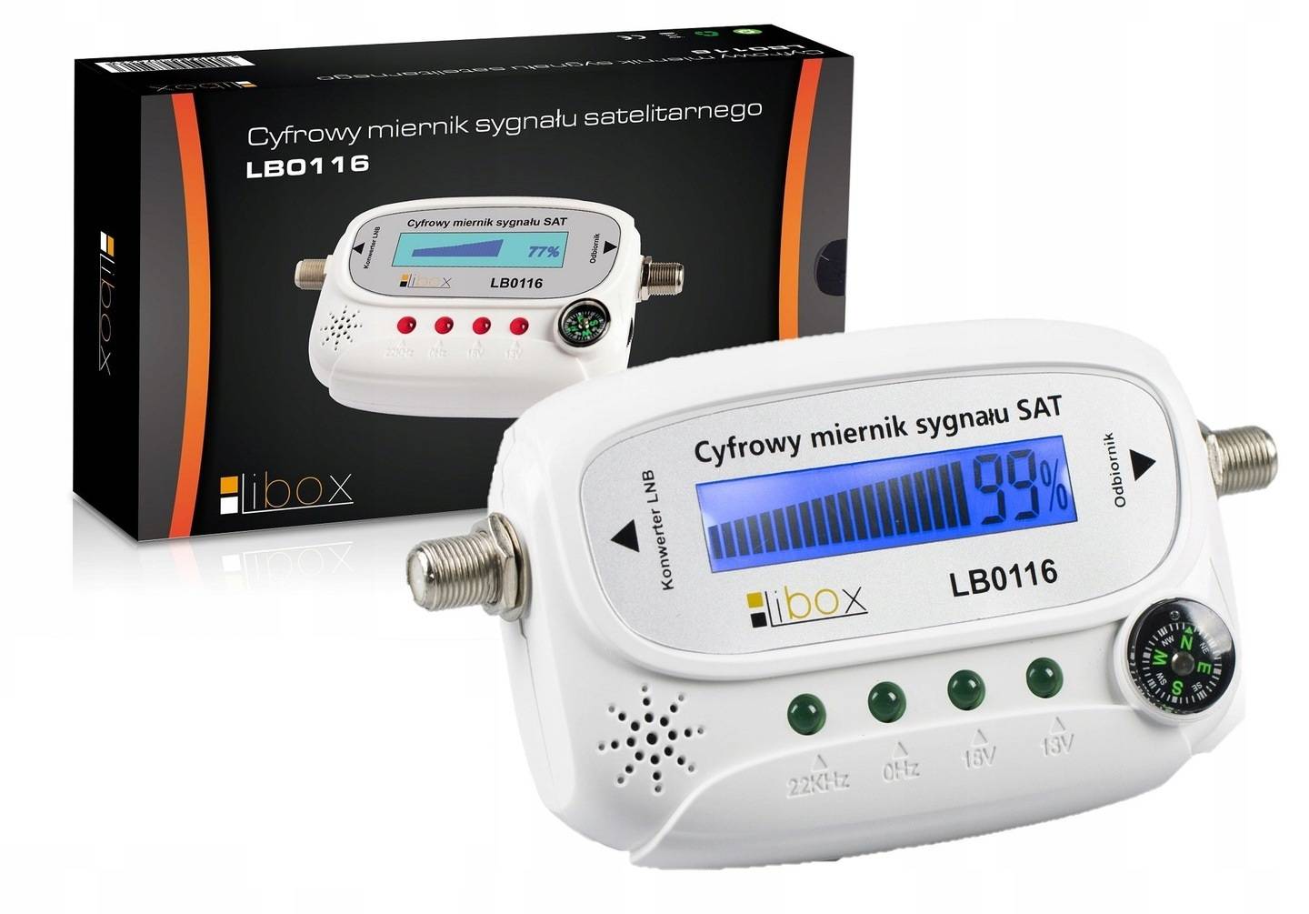 CYFROWY MIERNIK SYGNAŁU SATELITARNEGO LCD Full HD/4K LIBOX KOMPAS Marka Libox