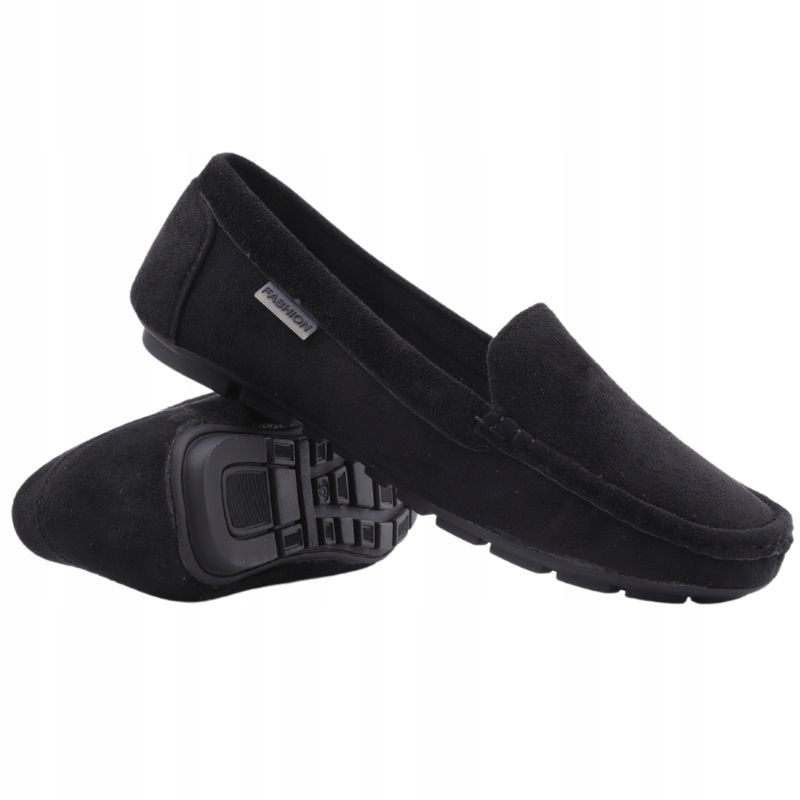 CZARNE MOKASYNY DAMSKIE WSUWANE PÓŁBUTY WKŁADKA EKOSKÓRA ELEGANCKIE