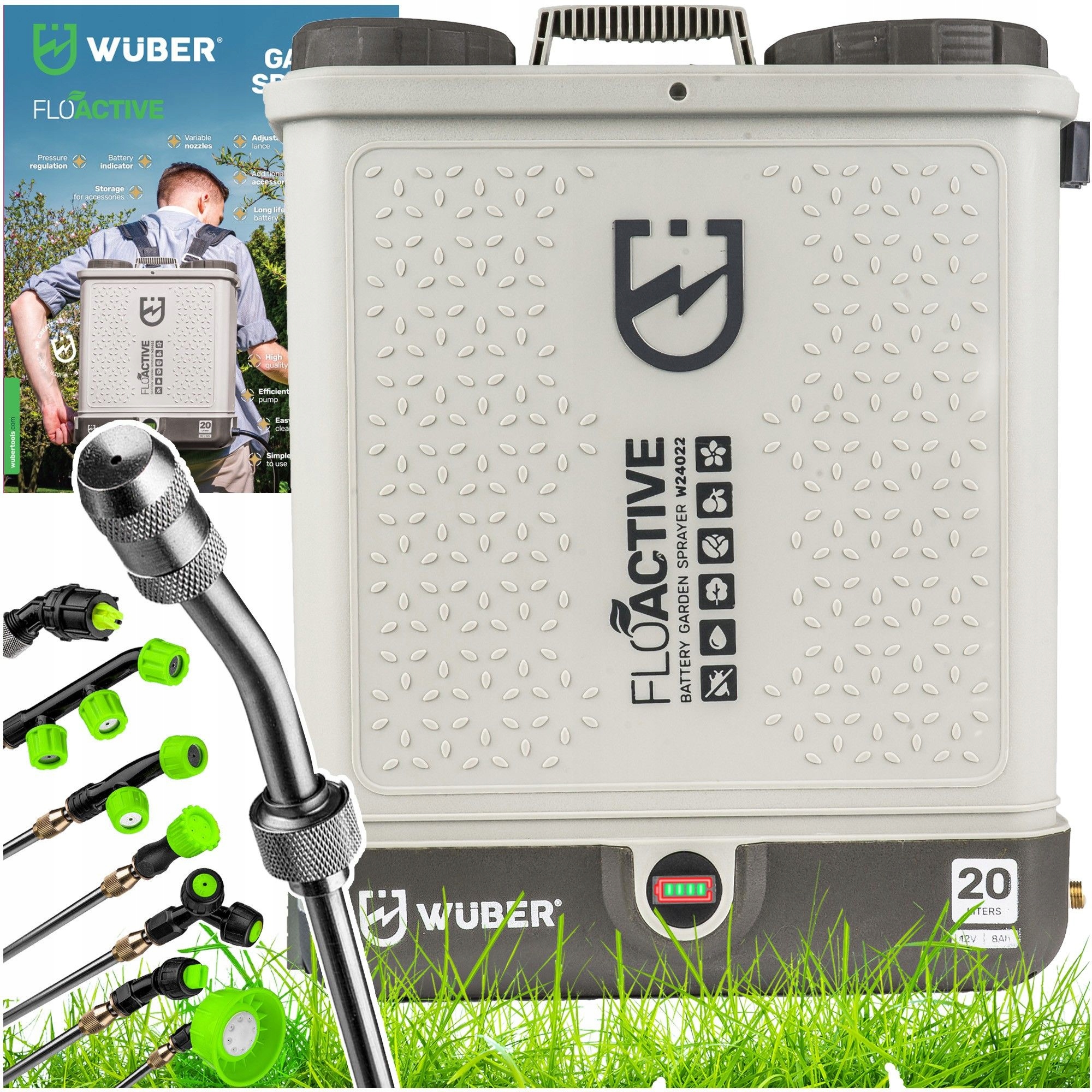 Akumulatorowy Opryskiwacz Ogrodowy Elektryczny Plecakowy 20L Zestaw Wuber