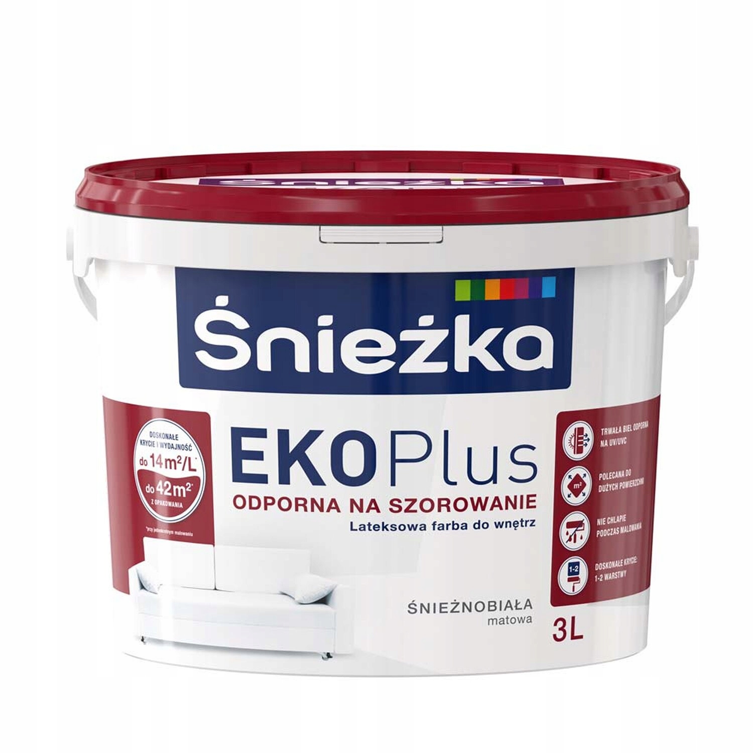 

Farba do ścian biała Eko Plus 3L Śnieżka