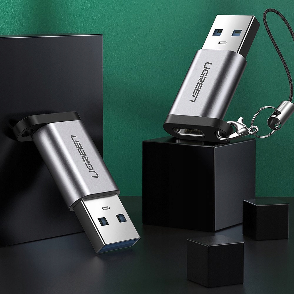 ADAPTER PRZEJSCIOWKA WTYCZKA Z USB-C NA USB SZARY