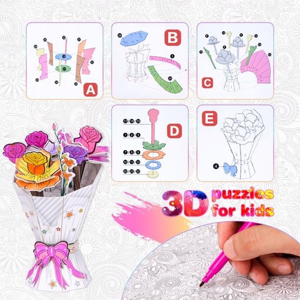 PUZZLE 3D DO KOLOROWANIA KWIATY RÓZE Kod producenta p