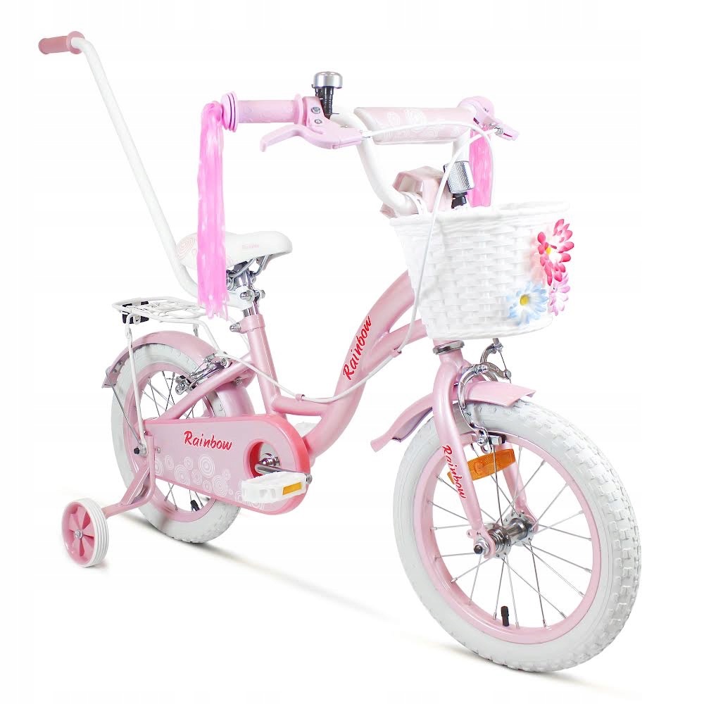 Rower dziecięcy SIrox Rainbow Pink koło 14" Różowy/Perłowy