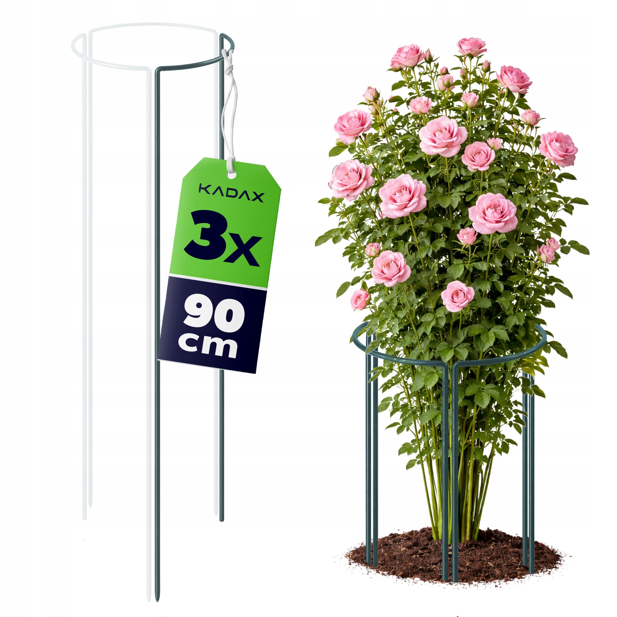 3 SZT. PODPORA DO ROŚLIN 90cm HORTENSJI RÓŻ KWIATÓW MONSTERY METALOWA MOCNA