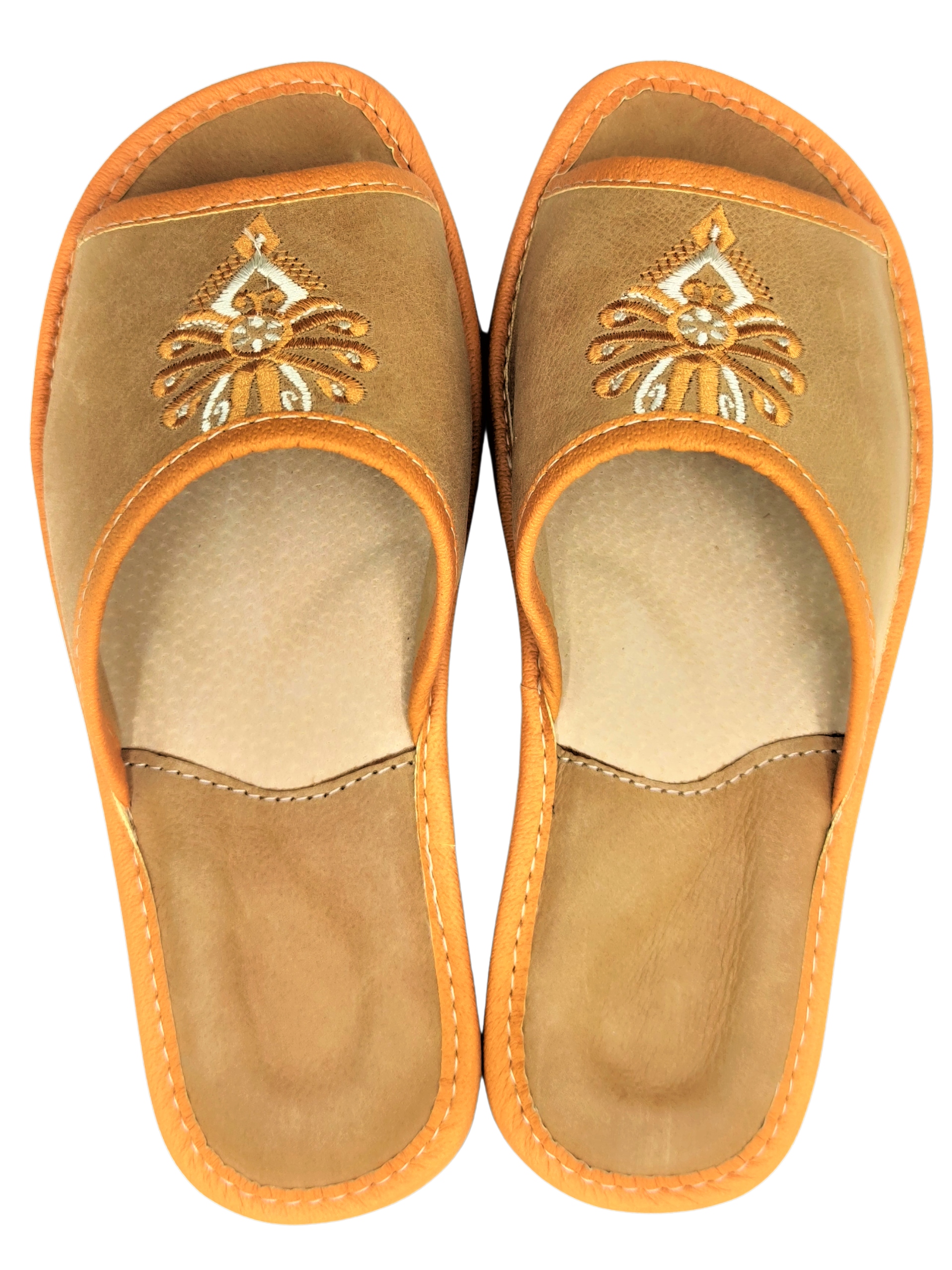 KAPCIE SKÓRZANE DAMSKIE PANTOFLE PREMIUM FOLK