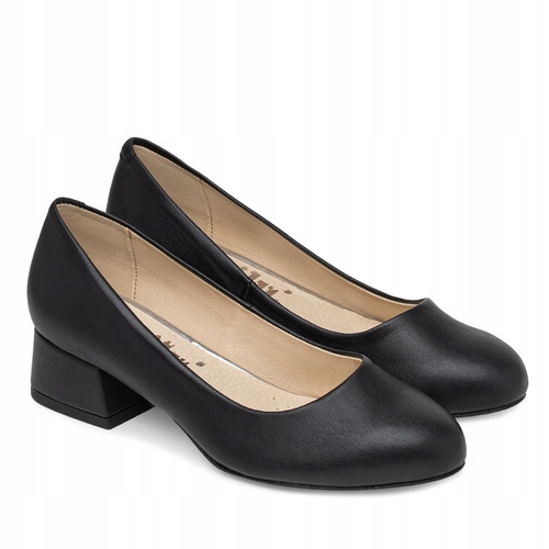 Brilu Polskie Klasyczne Czółenka Na Niskim Obcasie Edith Czarne 41