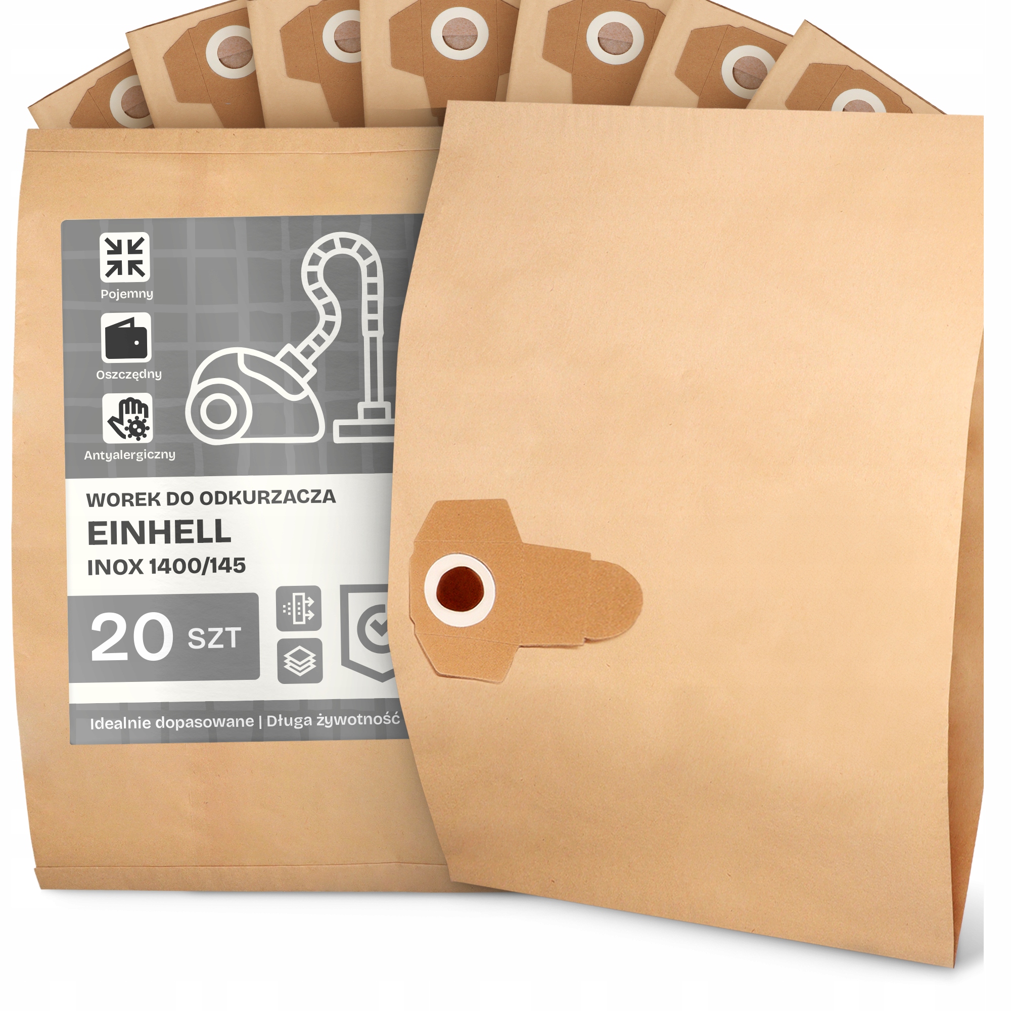 20 x Sáček Do Vysavače Einhell Inox 1400/145 Papírový 2-vrstvový Sáček 2A