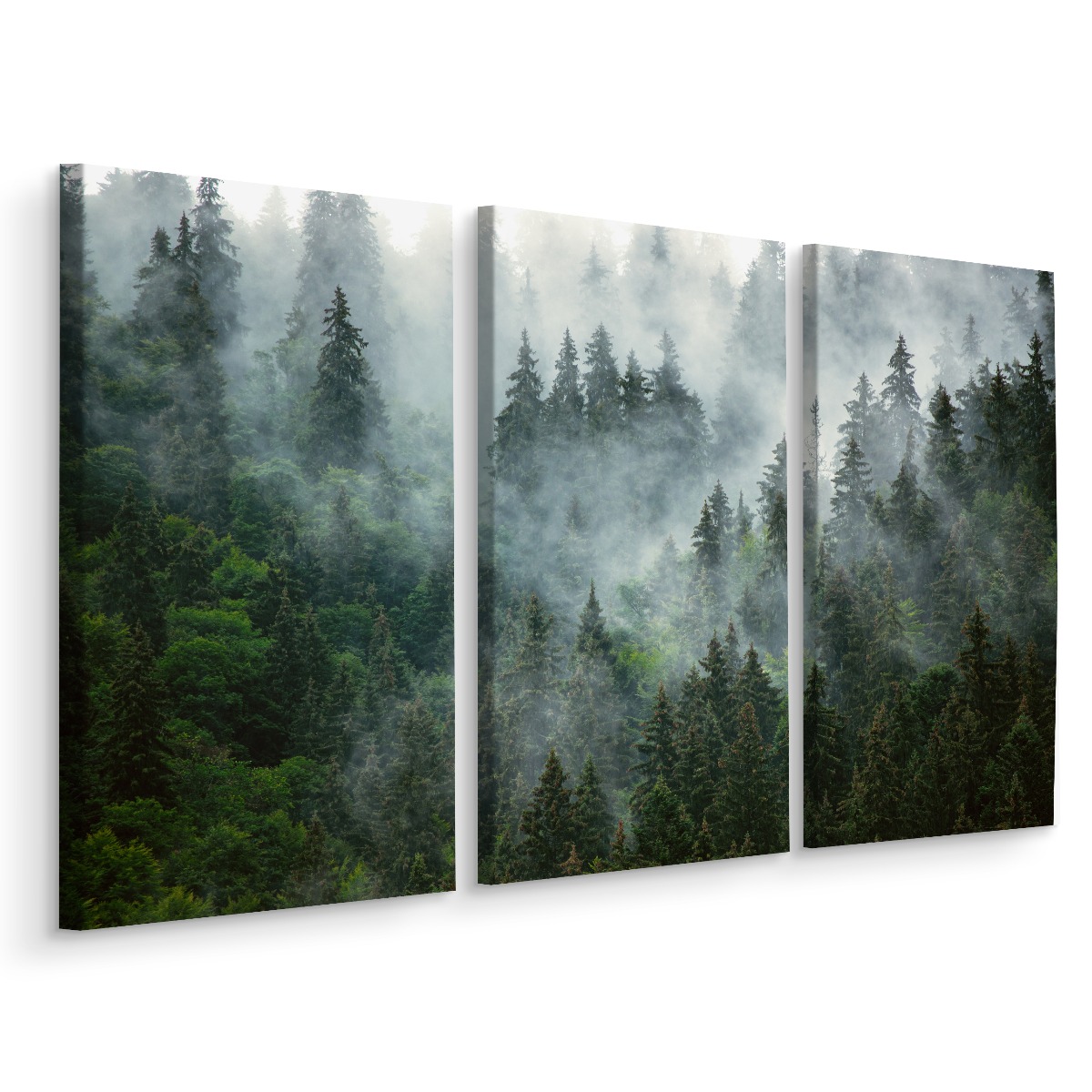 

Obraz Tryptyk Las we Mgle Drzewa Natura 3D 180x120