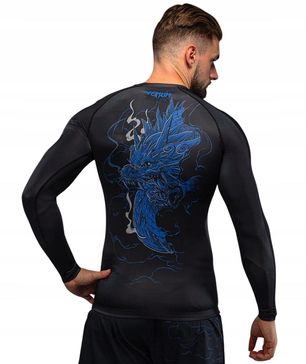 Venum Rashguard Long Sleeve Długi Rękaw Thunder Dragon Black/Royal Blue L