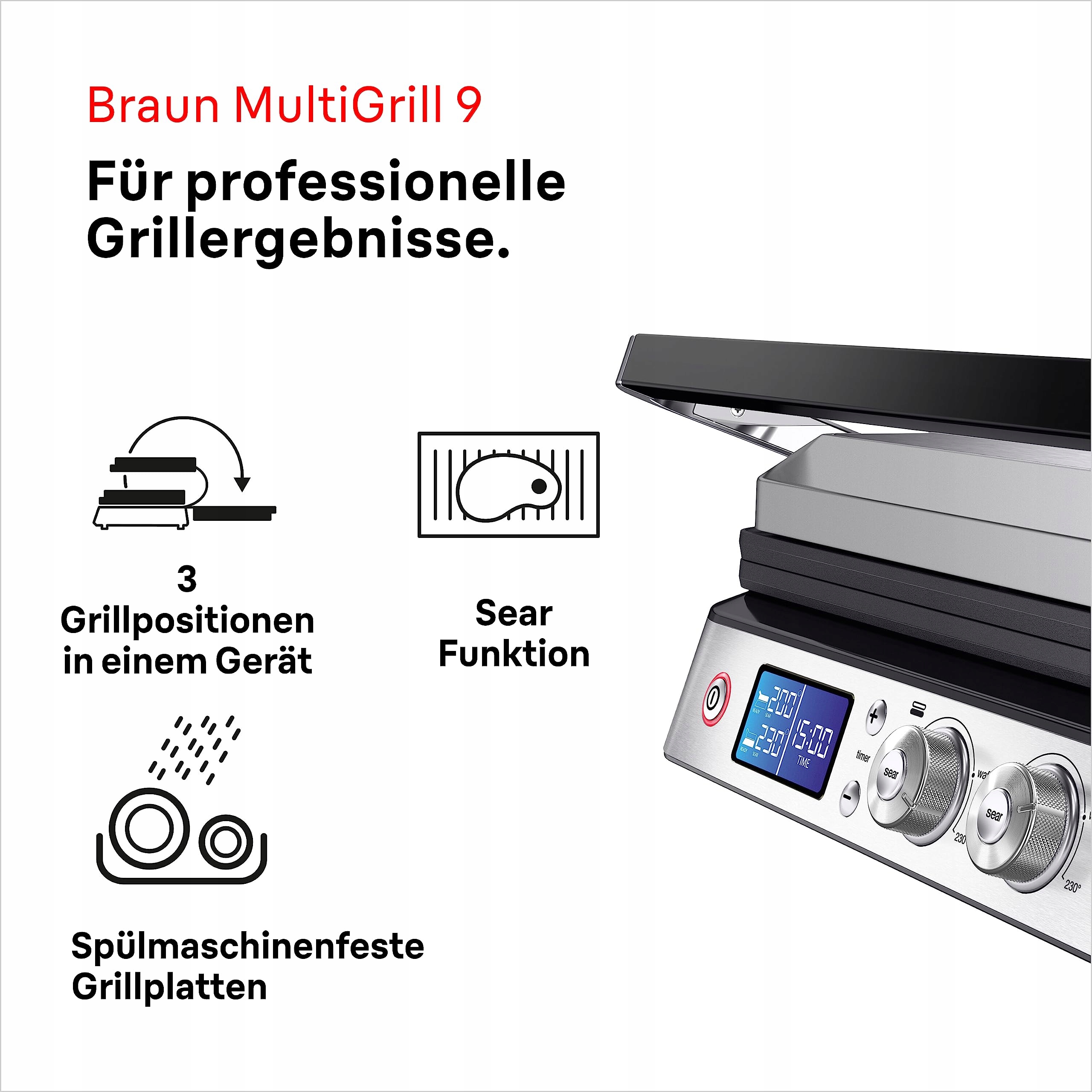 BRAUN MultiGrill 9 Grill Kontaktowy Wymienne Płyty BBQ Wafle 230°C — miniatura 2