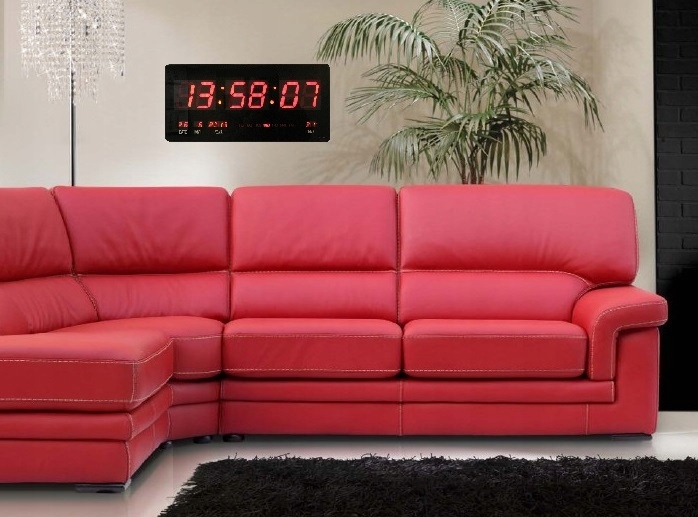 ZEGAR CYFROWY CZERWONY DUŻY XXL TERMOMETR DATA LED Kolor czarny odcienie czerwieni