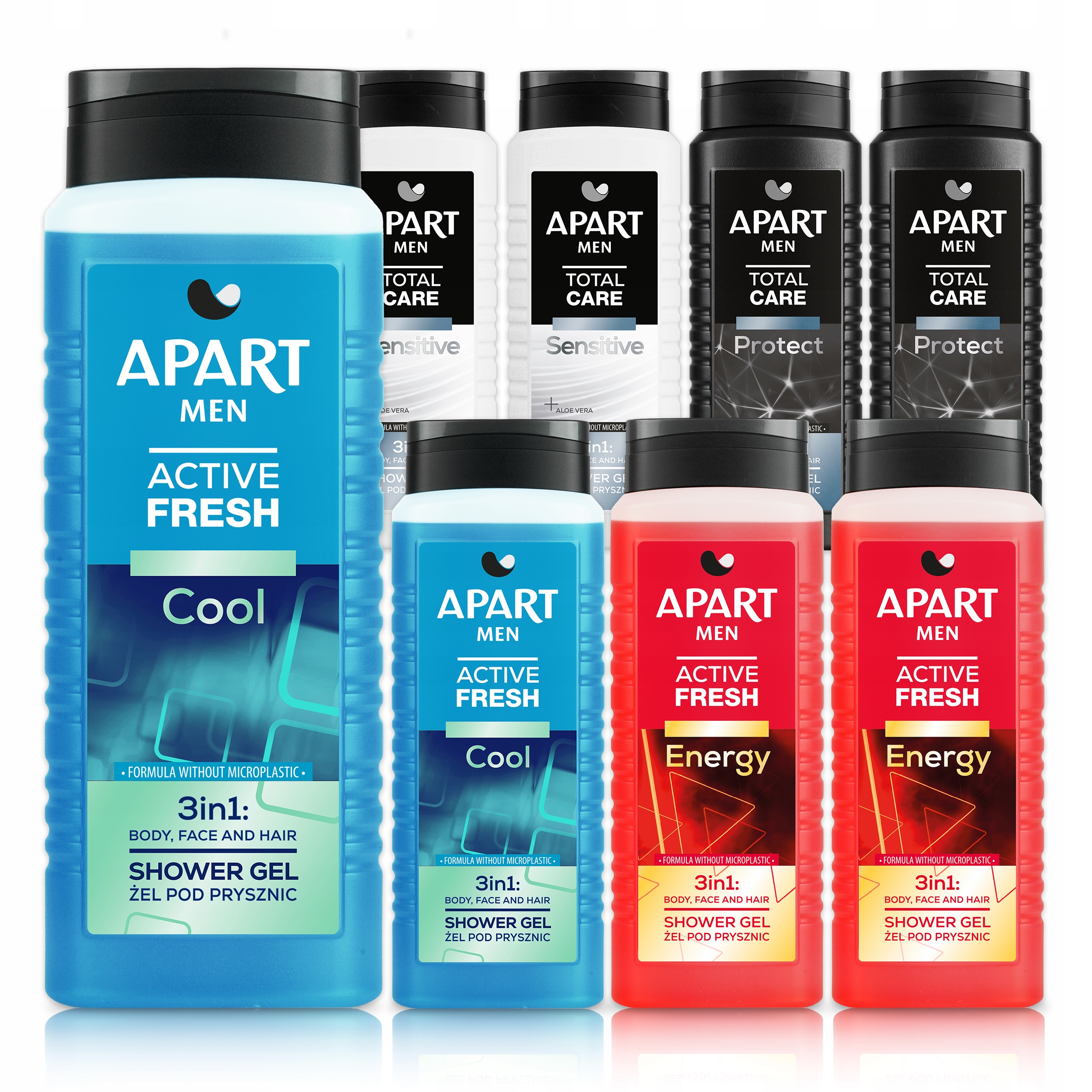 Apart Pánsky sprchový gél 3v1 Mix Active Fresh Total Care Sada 8x500