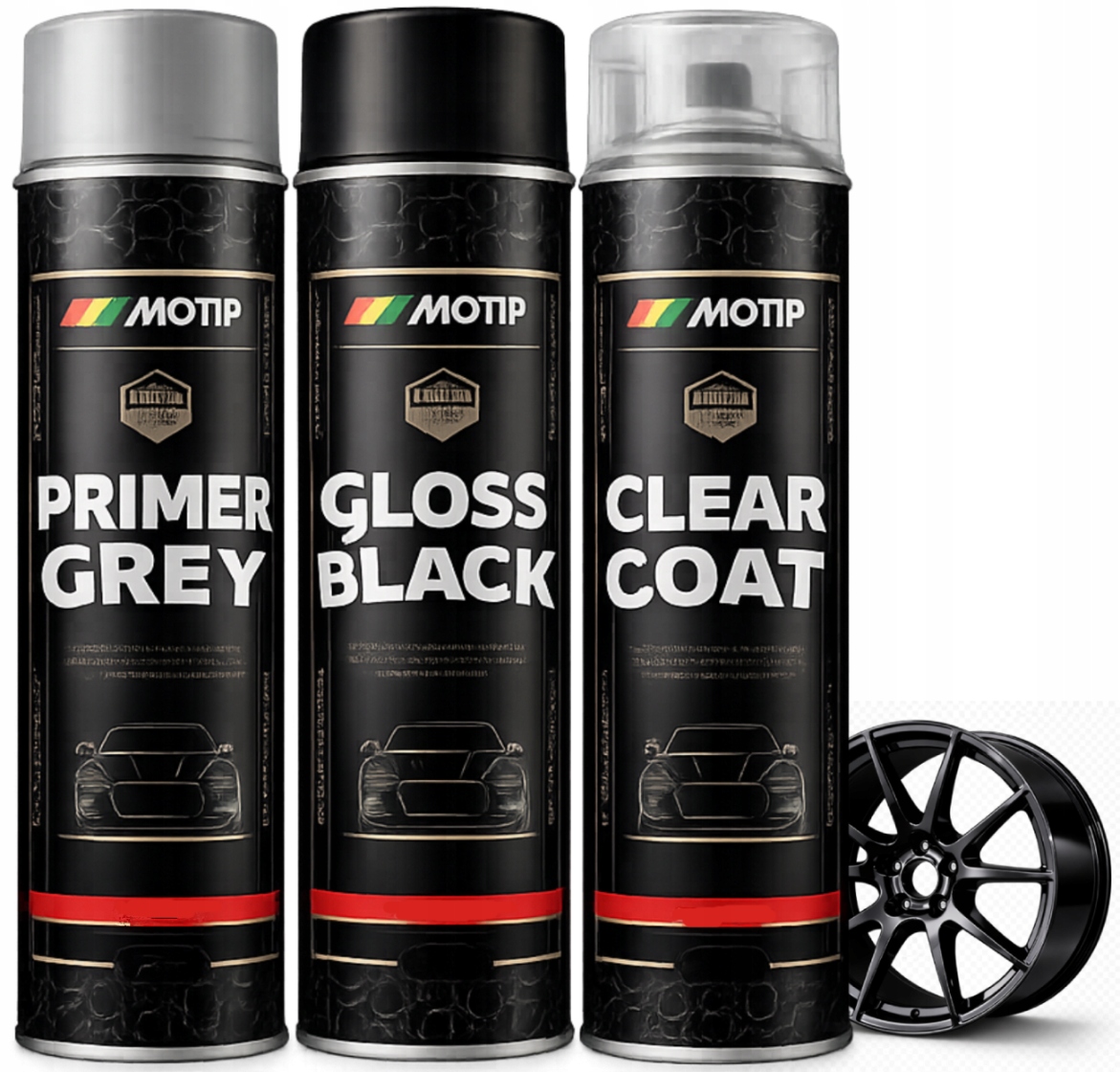 Zestaw Do Felg Czarny Połysk Głęboka Czerń 3X Spray 600ML