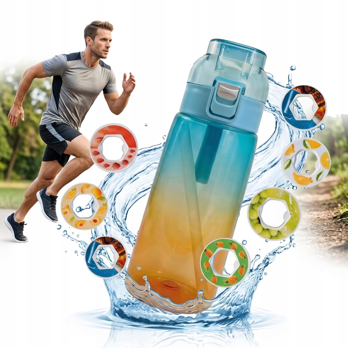 Bidon zapachowy 500ml z aromatycznymi pierścieniami – 7 szt., słomka