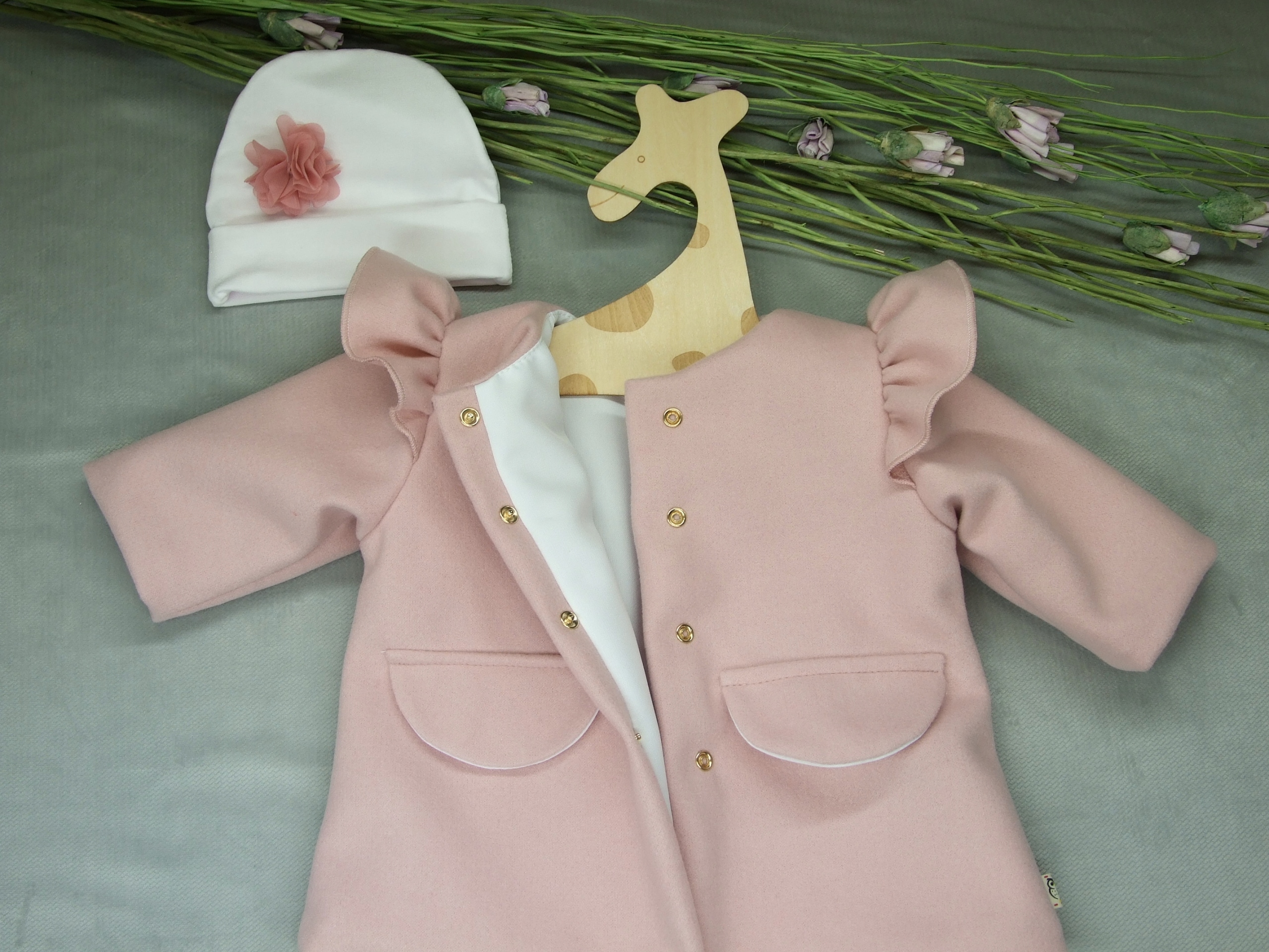 Płaszczyk elegancki na chrzest 68r KOLORY Kolor różowy