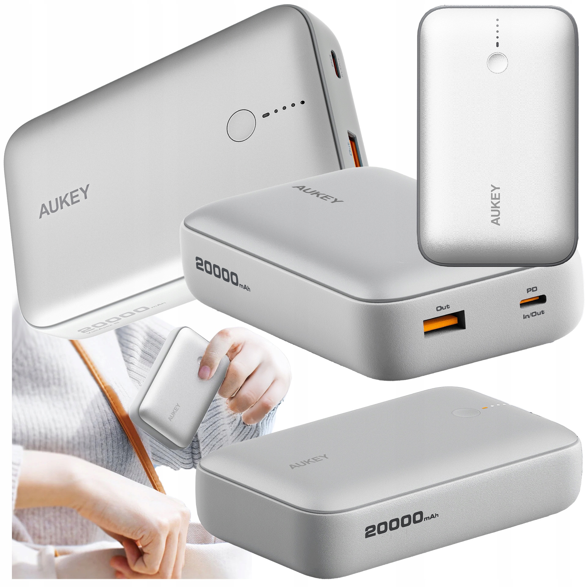 Powerbanka 20000 mAh Aukey Spark Mini Usb-c Usb-a PB-Y57 Rychlé Nabíjení