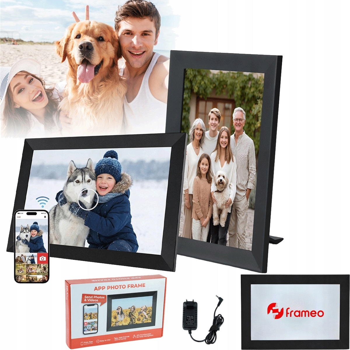 10.1palcový Ips 64GB digitální rámeček na fotografie, ideální jako dárek, černý