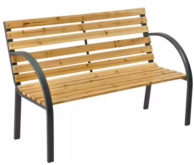 Zahradní lavička Dřevěná kovová parková lavička s opěradlem