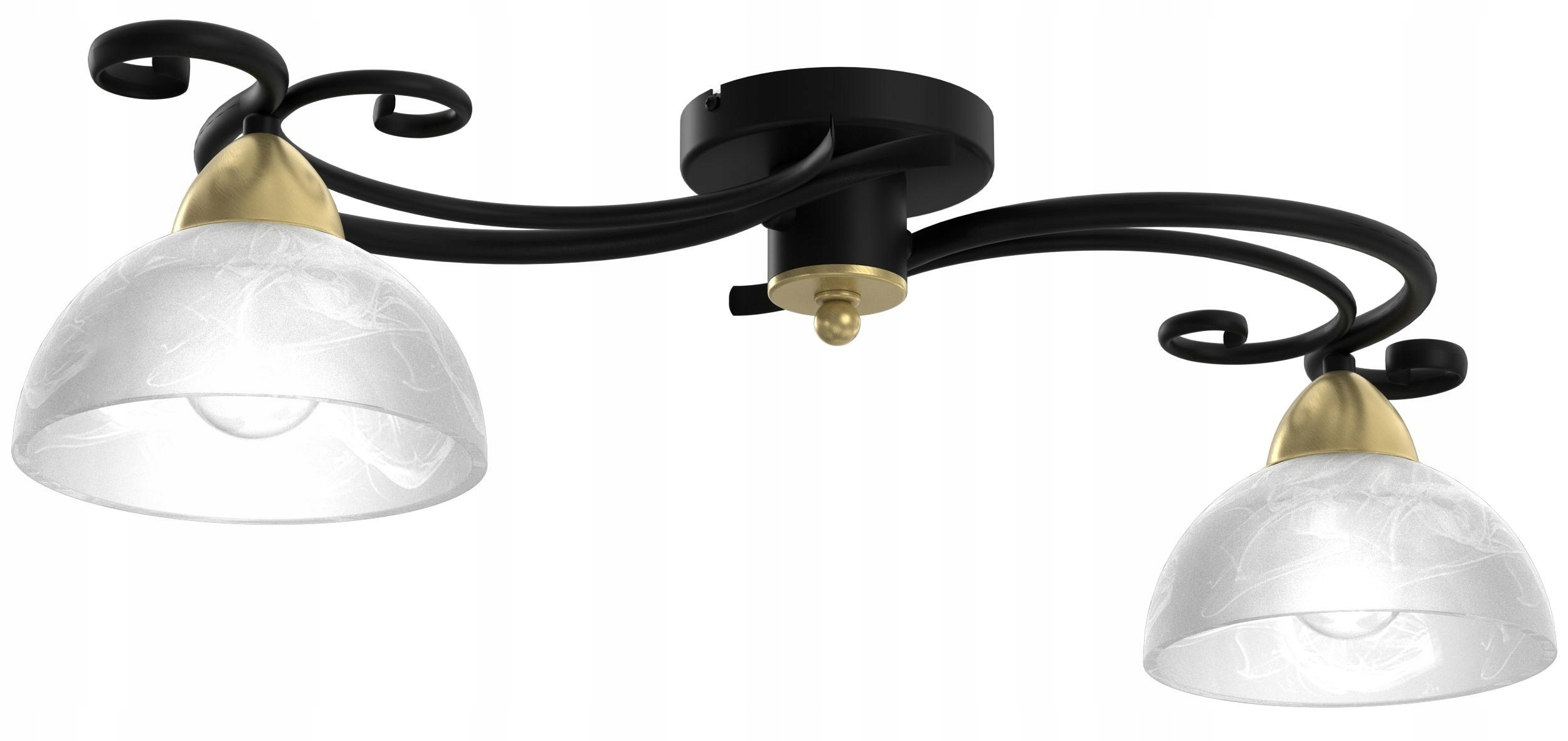 Stropná lampa Aurora čierna zlatá, štýlové klasické svietidlo, sklo, tienidlá